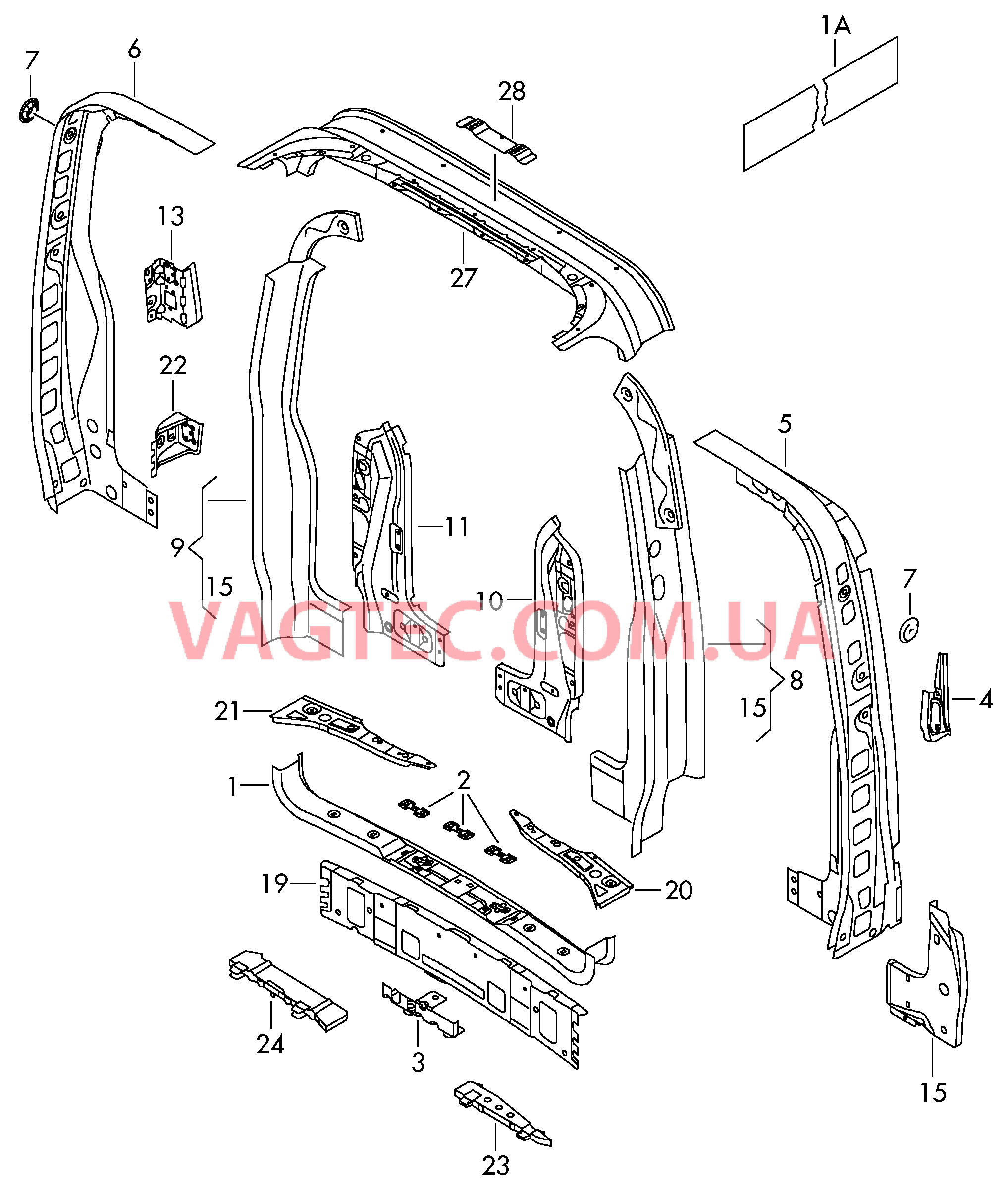 Задняя панель  для VOLKSWAGEN Transporter 2005