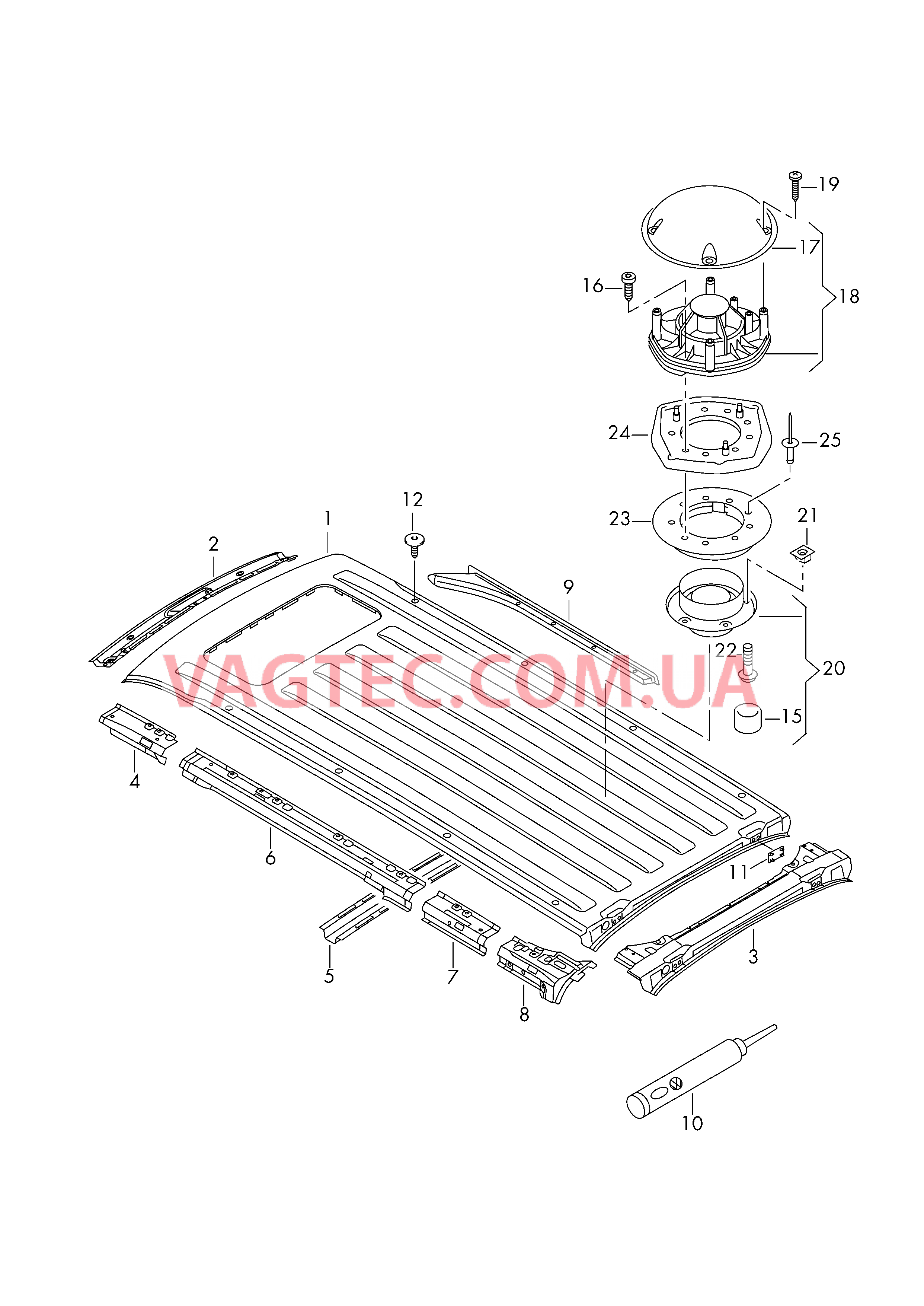 Крыша Рама крыши Вентилятор на крыше   для а/м с базой:  для VOLKSWAGEN Transporter 2004-1