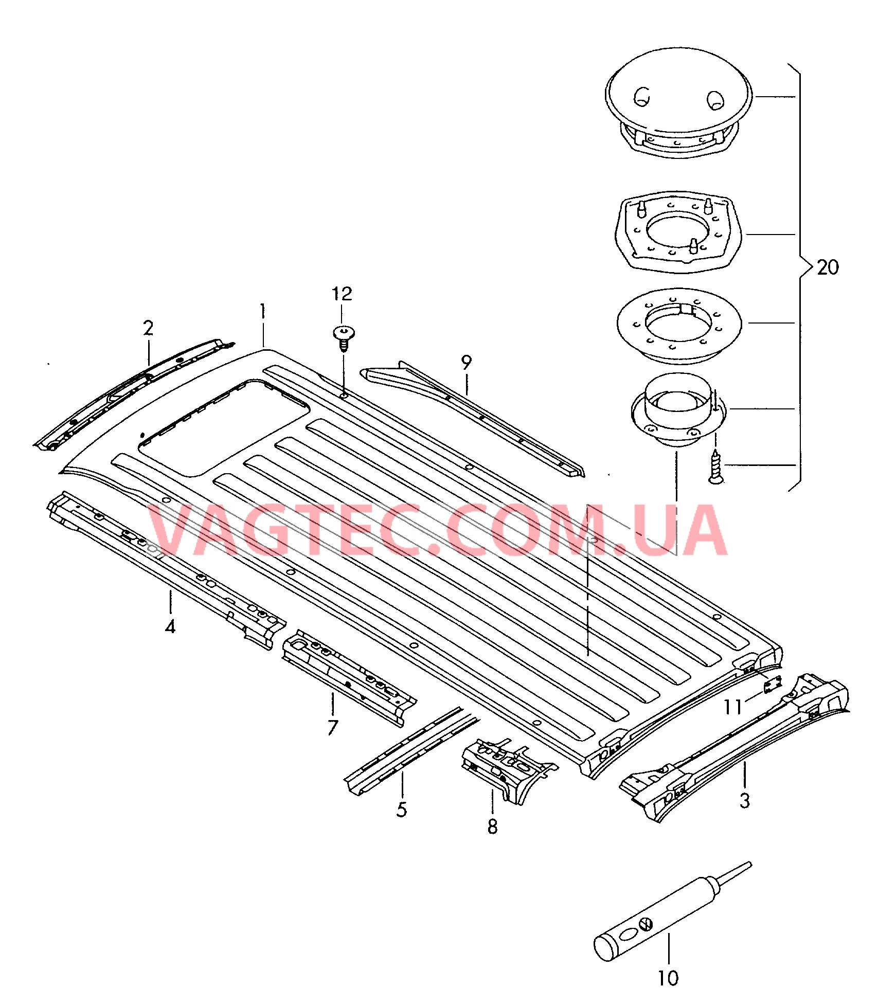 Крыша Рама крыши Вентилятор на крыше   для а/м с базой:  для VOLKSWAGEN Transporter 2010