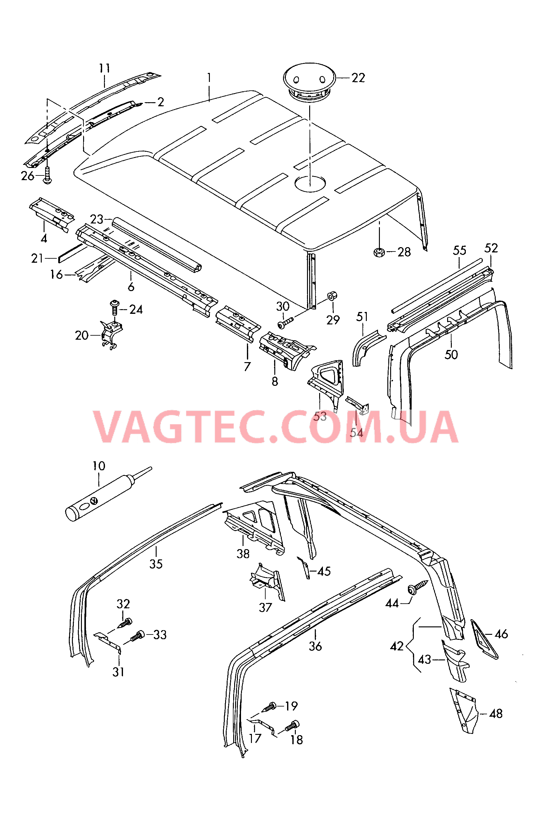 Высокий потолок (пластик)  для VOLKSWAGEN Transporter 2003-1