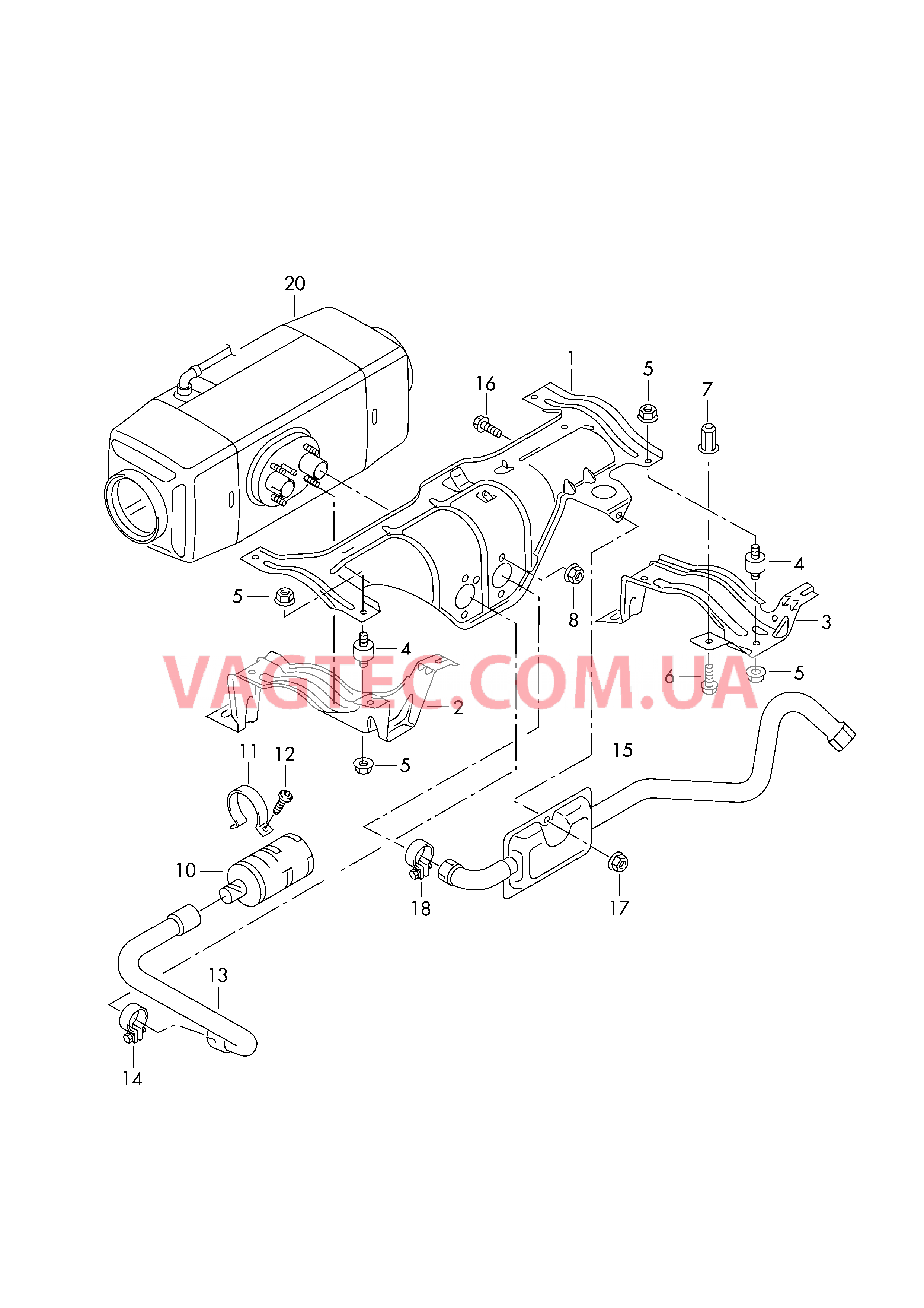 Автономный отопитель Крепёжные детали Глушитель  для VOLKSWAGEN Transporter 2016