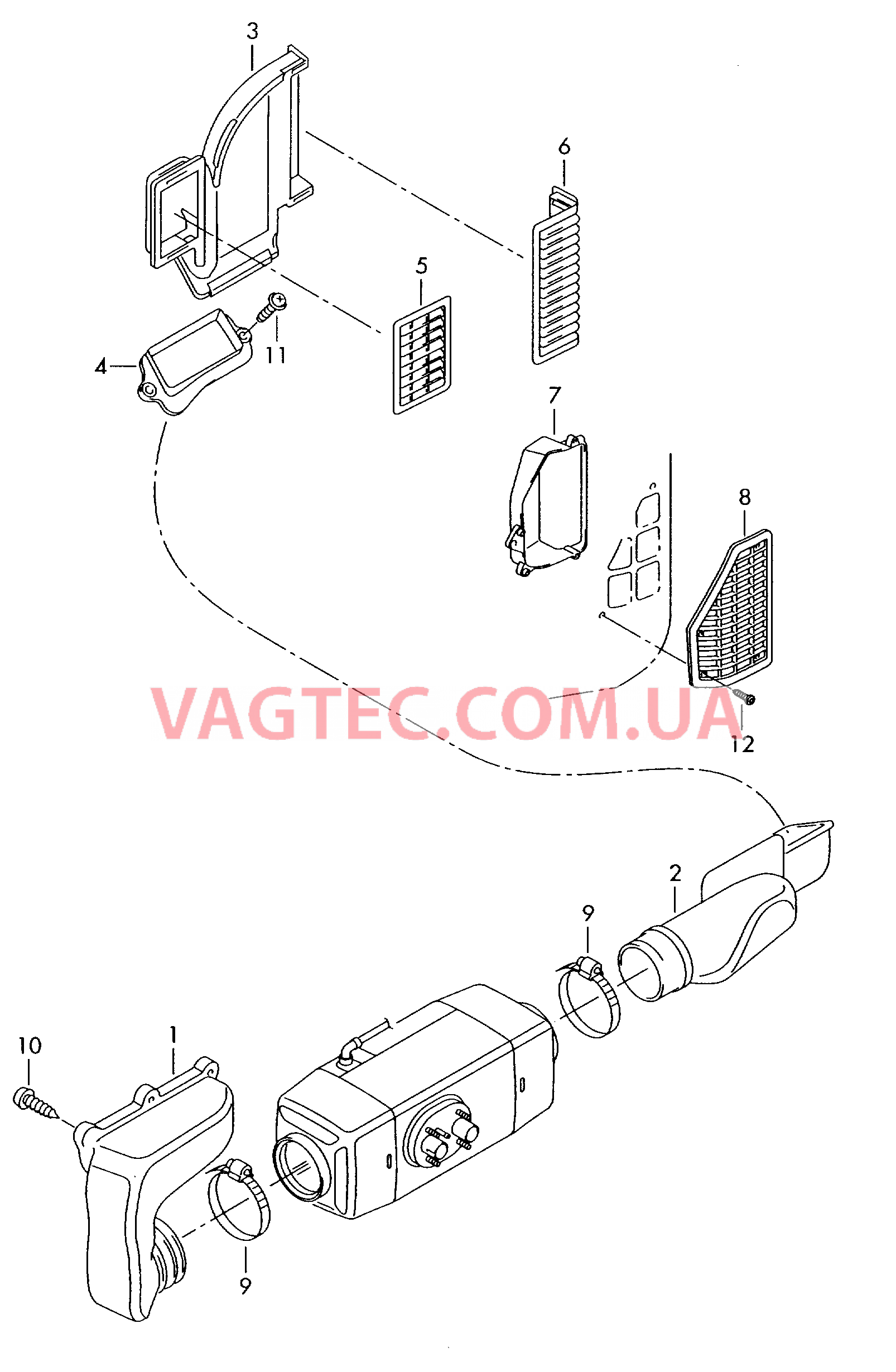 Автономный отопитель Воздуховод  для VOLKSWAGEN Transporter 2012