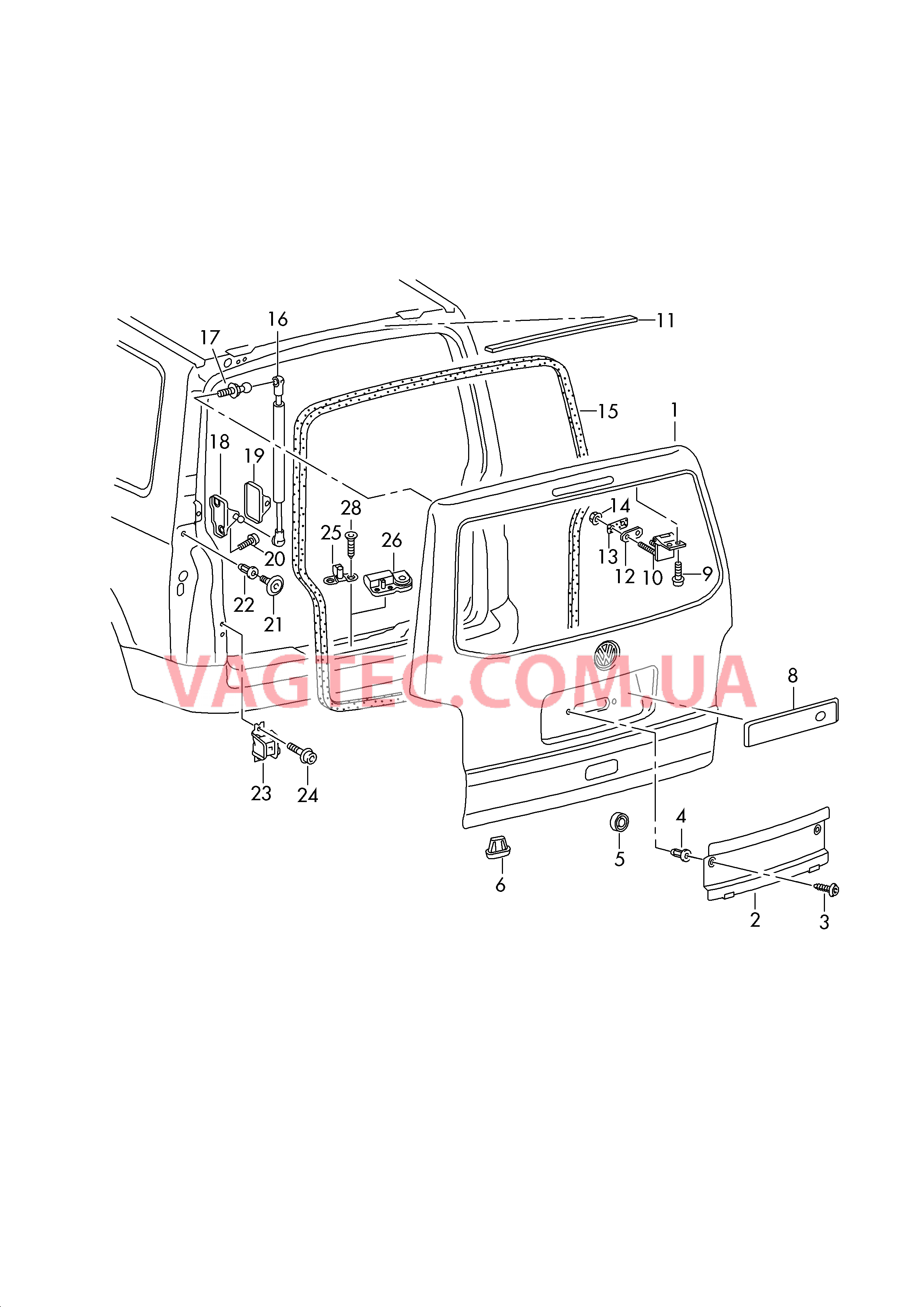 Крышка багажного отсека  для VOLKSWAGEN Transporter 2016