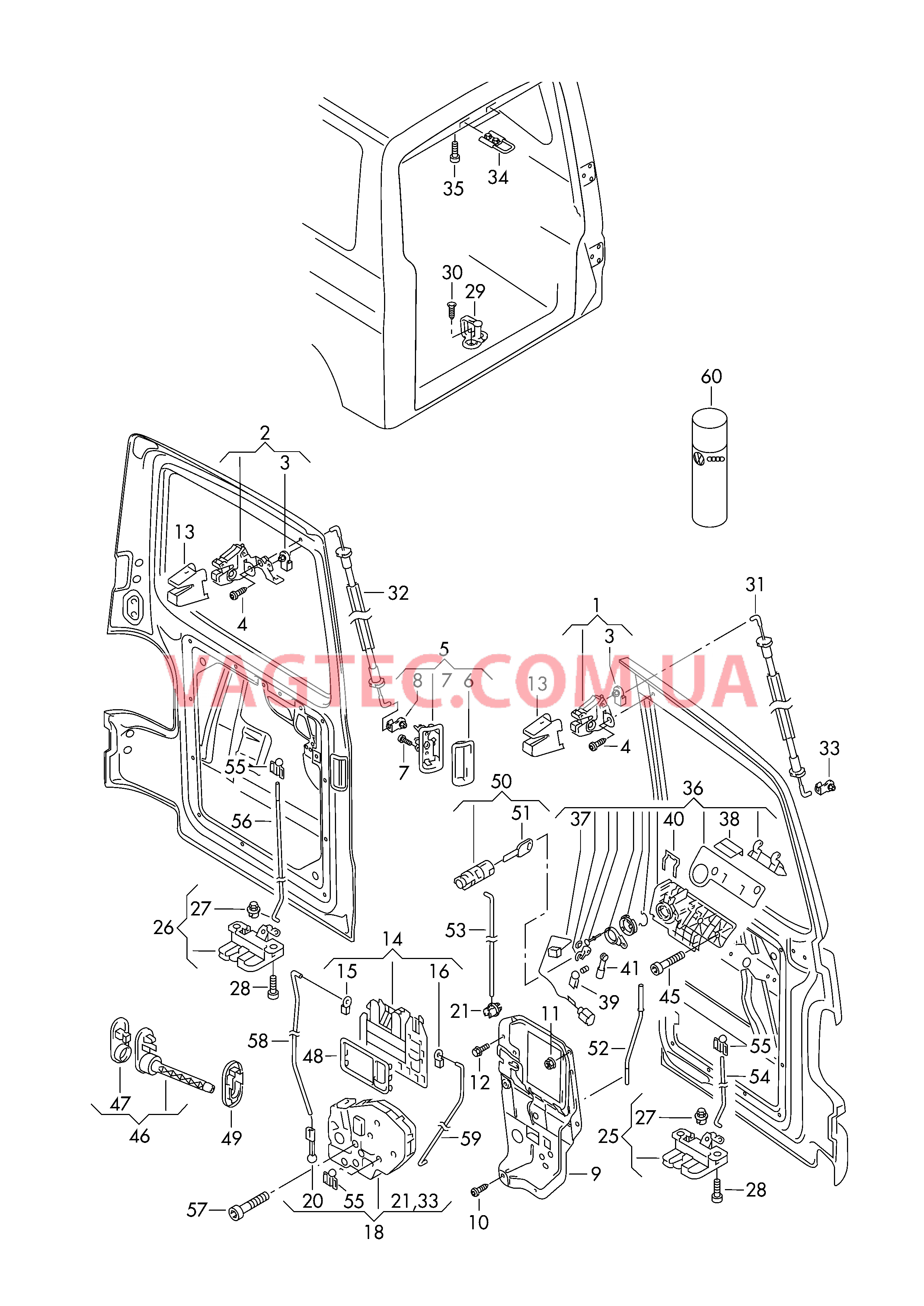 Замок распашной двери  для VOLKSWAGEN Transporter 2005