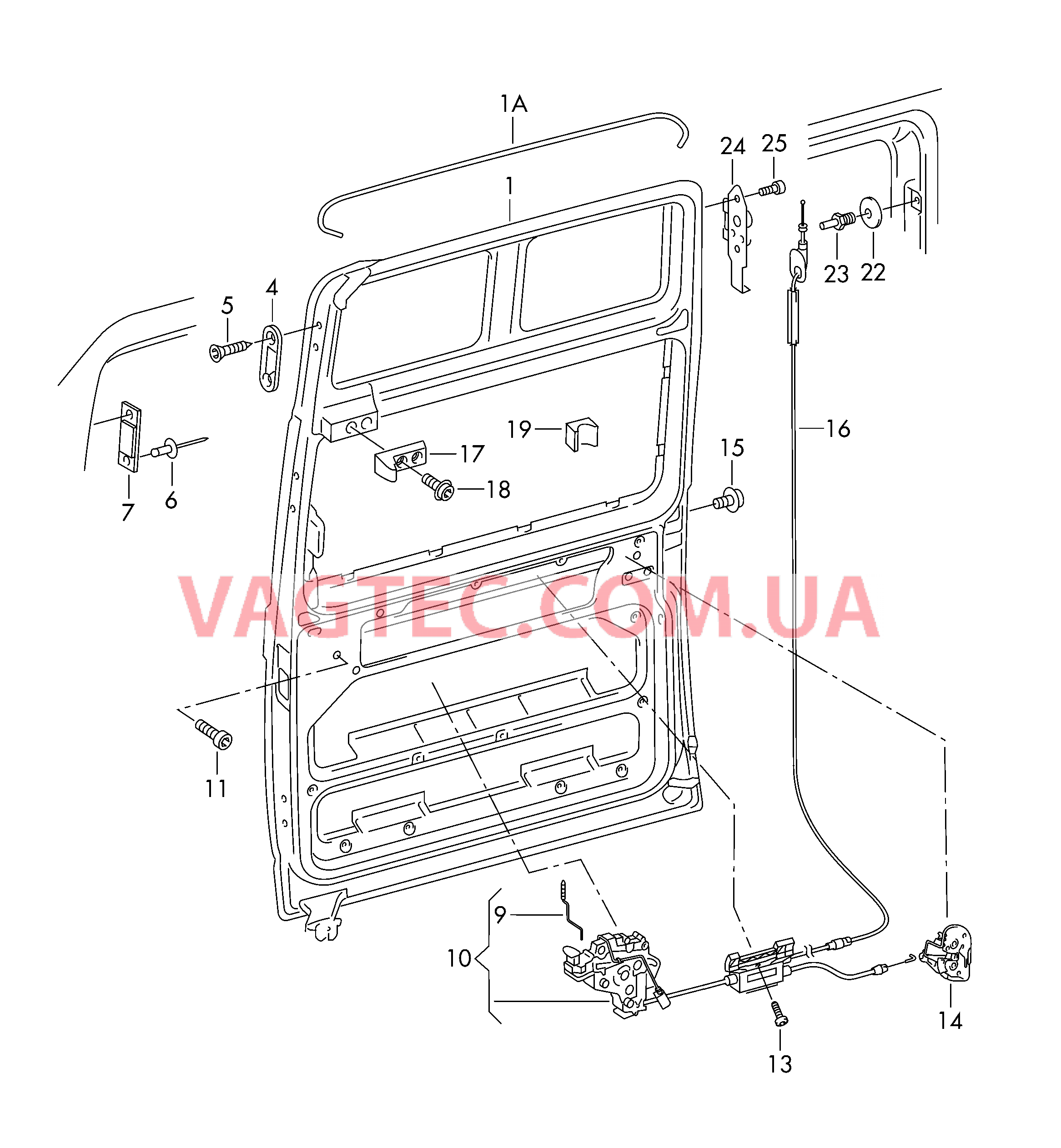 Сдвижная дверь,высокое исполн. Замок с дистанционным управл.   F 7H-5-005 001>>* для VOLKSWAGEN Transporter 2003-1