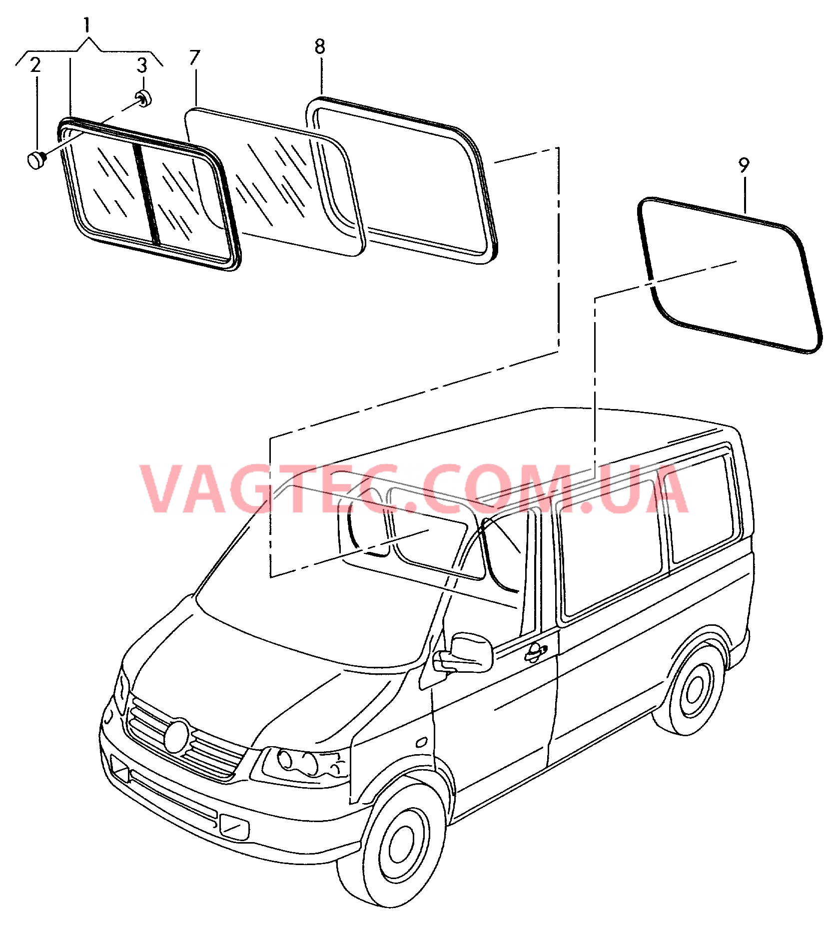 Cдвижное и неподвижное окно в перегородке  для VOLKSWAGEN Transporter 2010