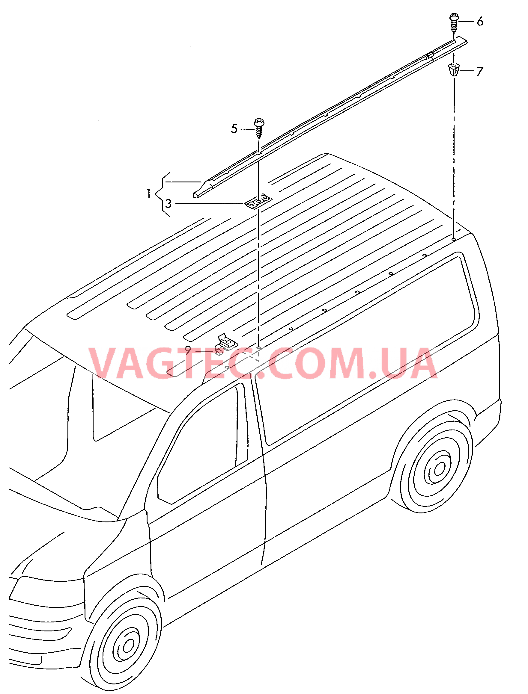 Направляющая Поперечные релинги крыши  для VOLKSWAGEN Transporter 2004-1