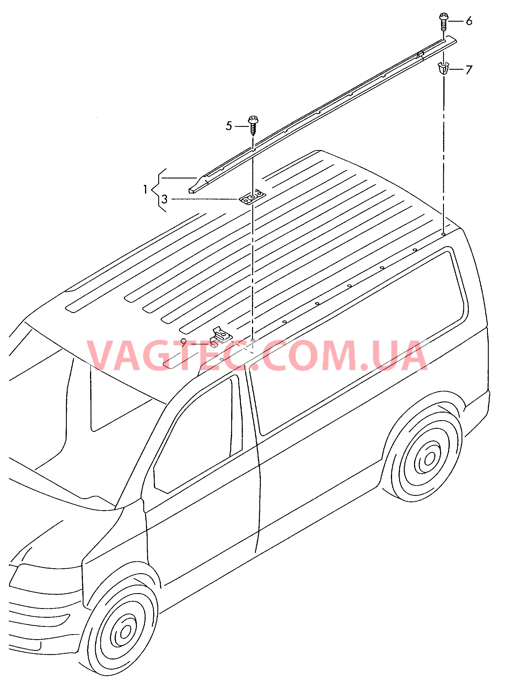 Направляющая Поперечные релинги крыши  для VOLKSWAGEN Transporter 2010