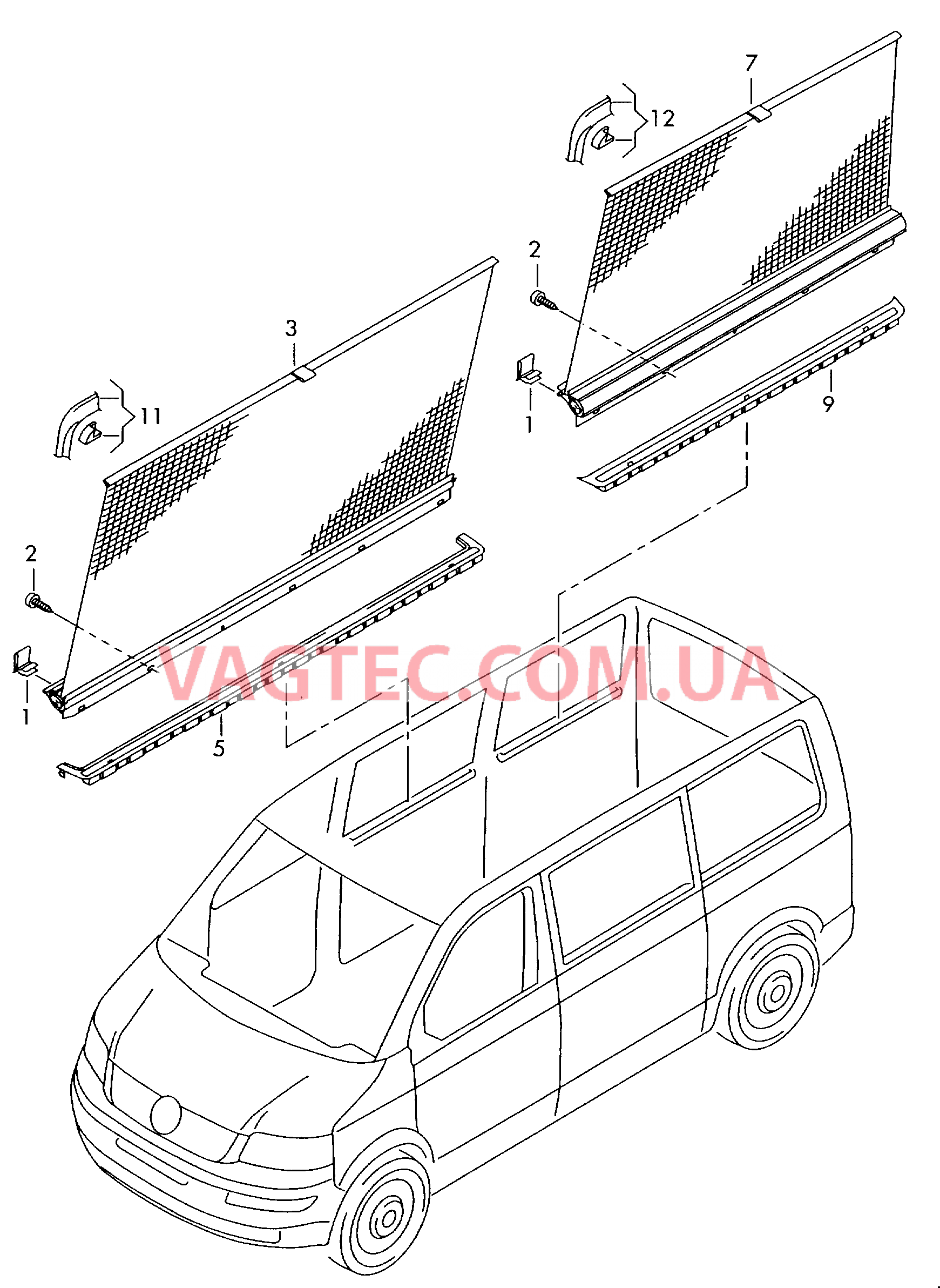 Шторка солнцезащитная  для VOLKSWAGEN Transporter 2008