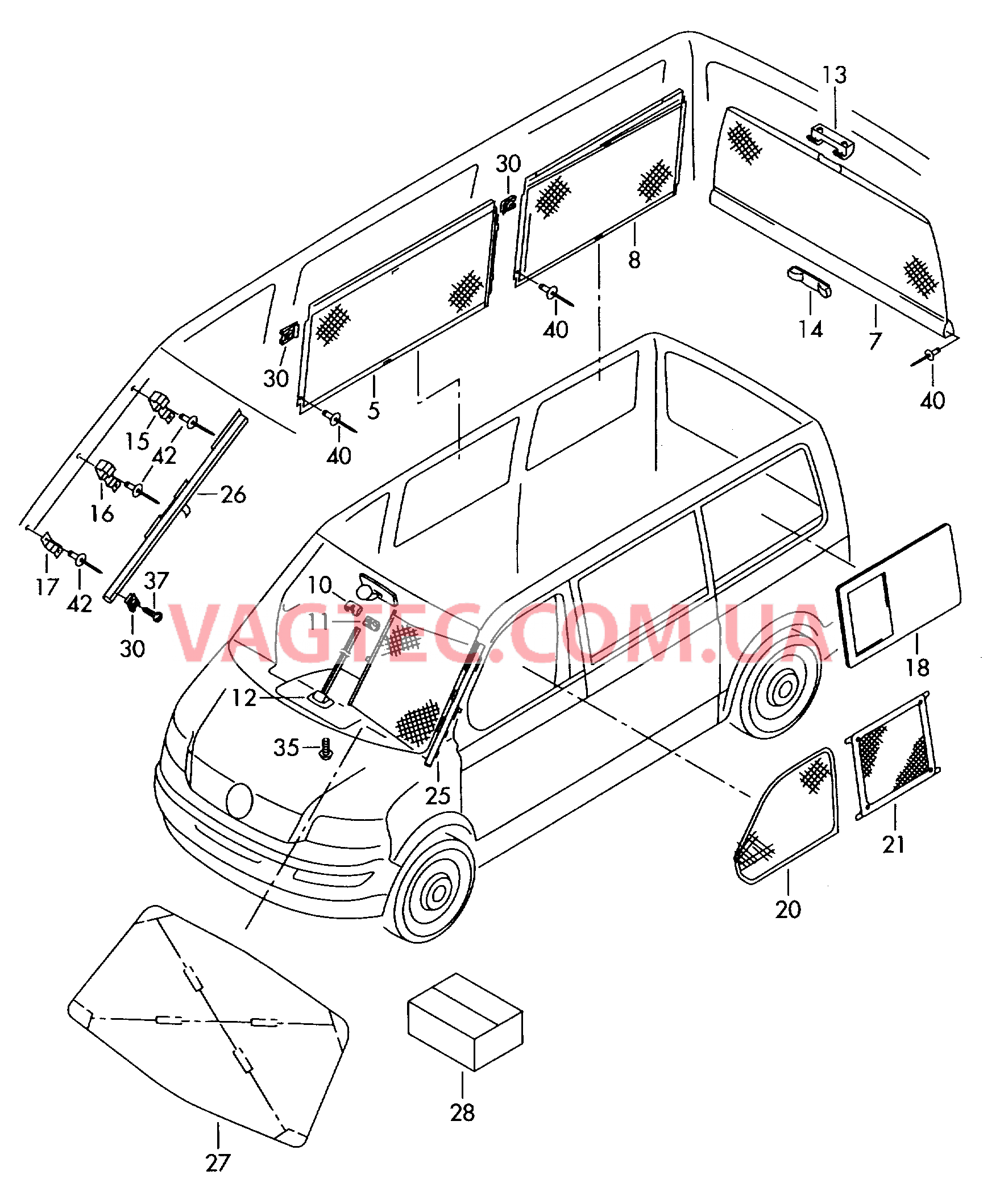 Шторка солнцезащитная  для VOLKSWAGEN Transporter 2017