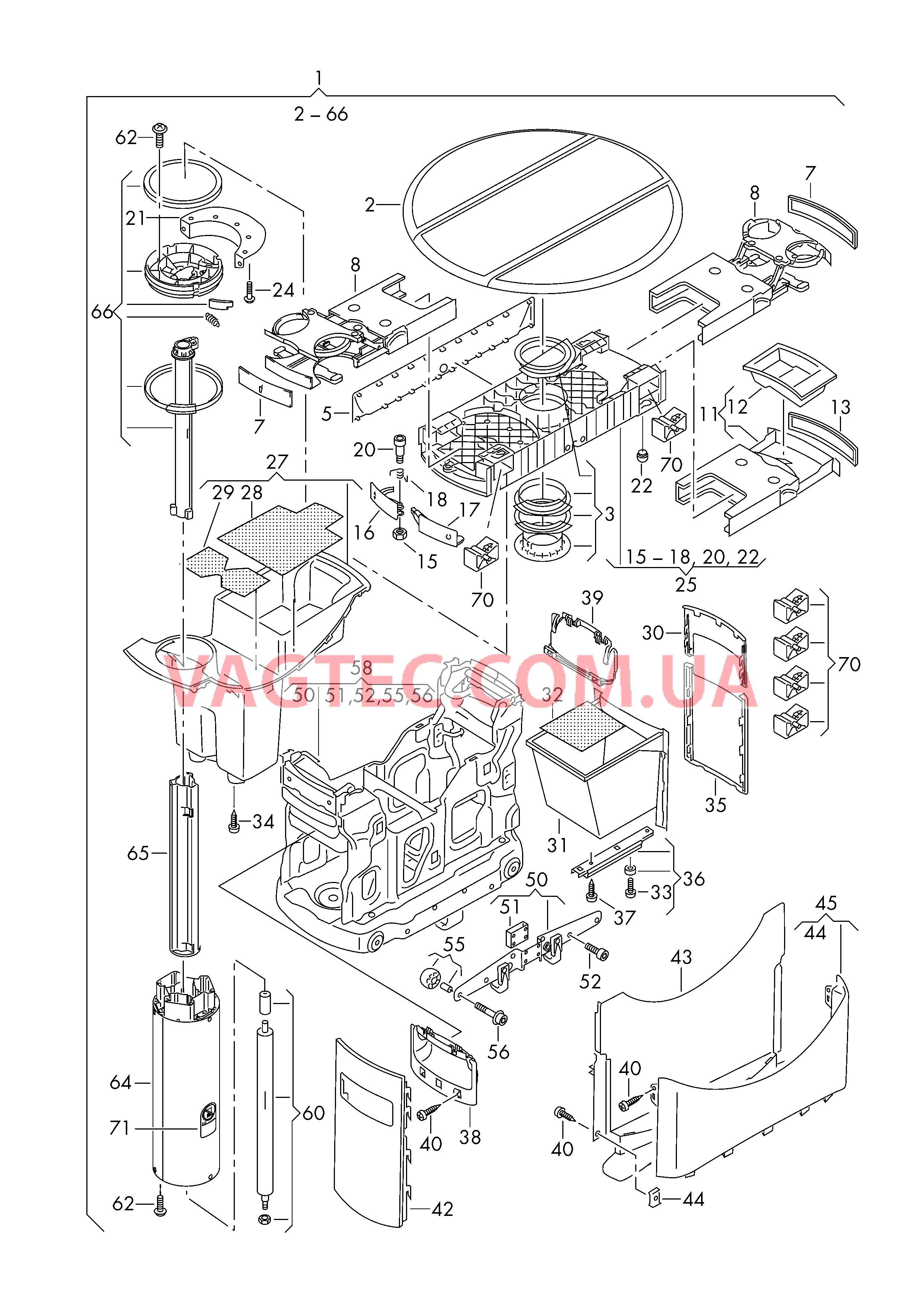 Cкладной стол для салона  для VOLKSWAGEN Transporter 2014