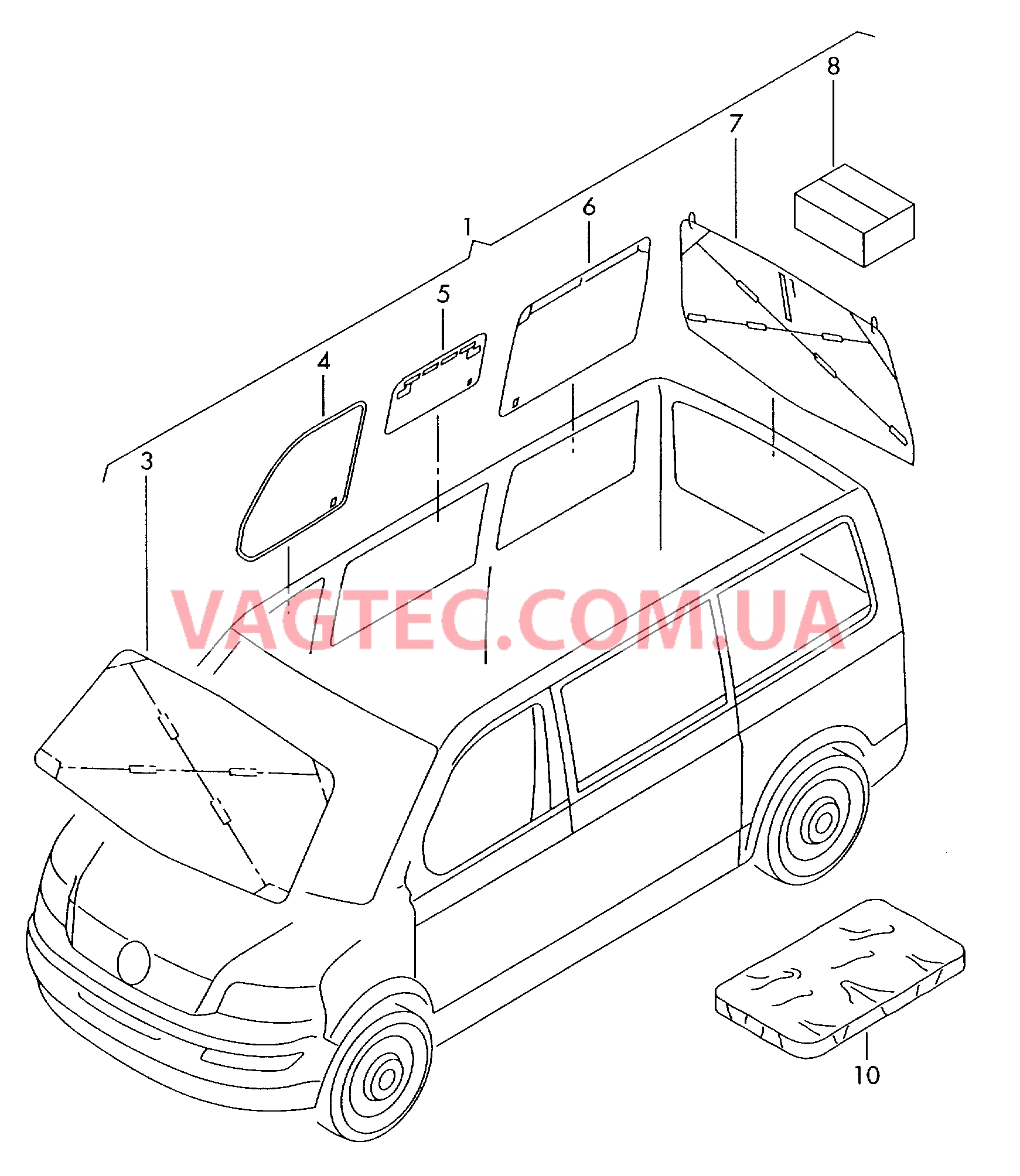 Шторки на окна  для VOLKSWAGEN Transporter 2018