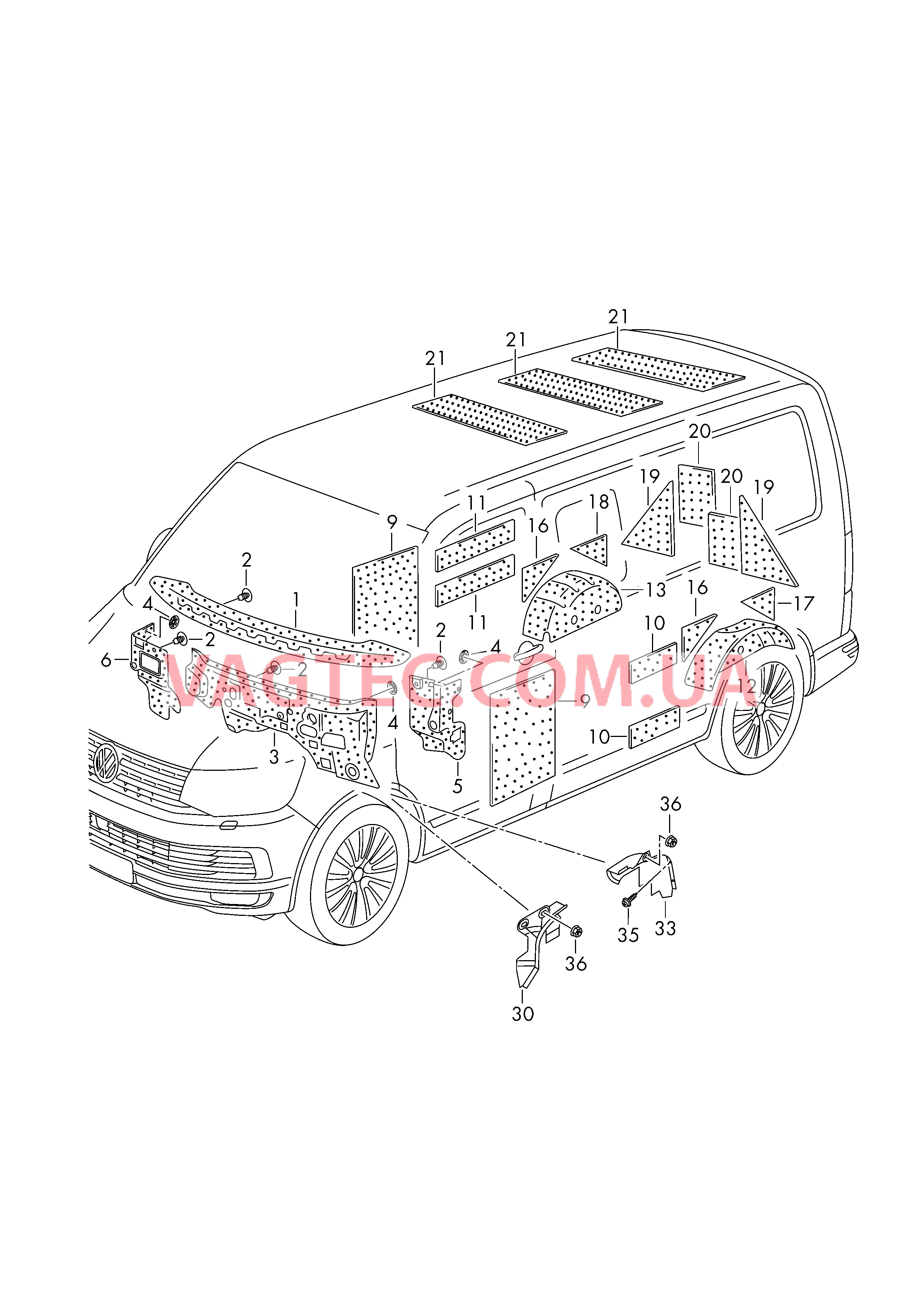 Изоляции  для VOLKSWAGEN Transporter 2017