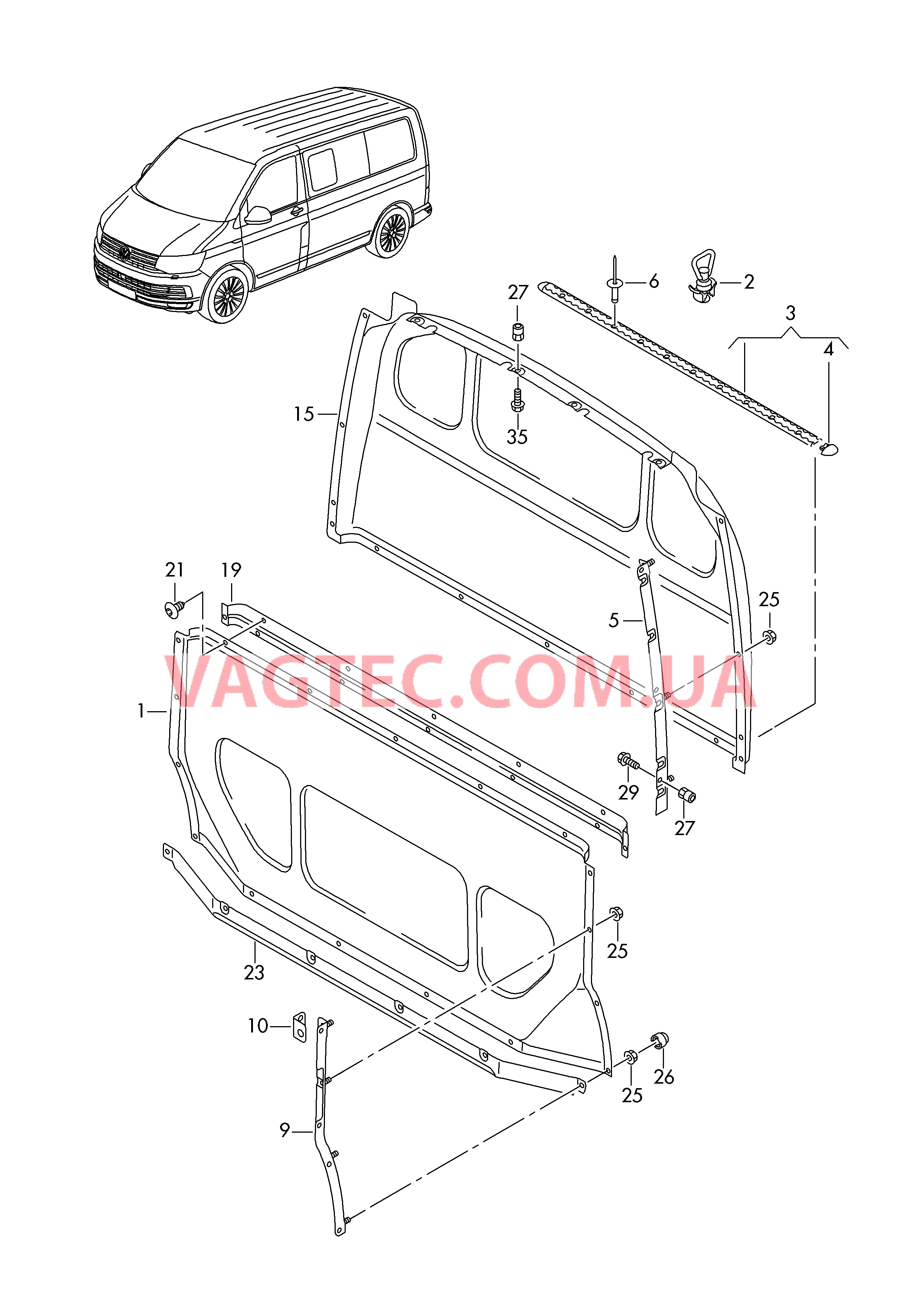 Pазделительные стенки  для VOLKSWAGEN Transporter 2018