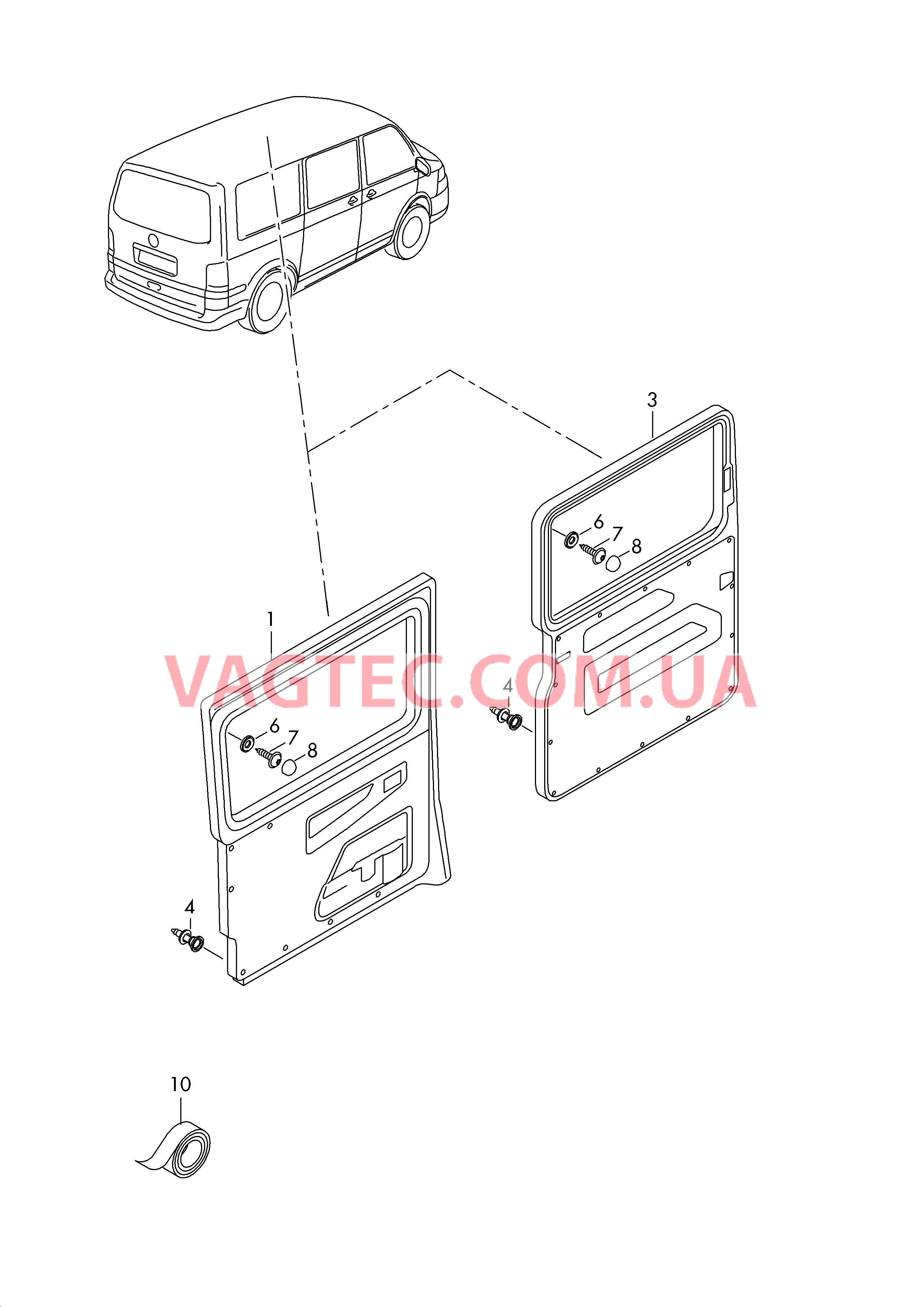 Облицовка сдвижной двери Облицовка боковой стенки  для VOLKSWAGEN Transporter 2018