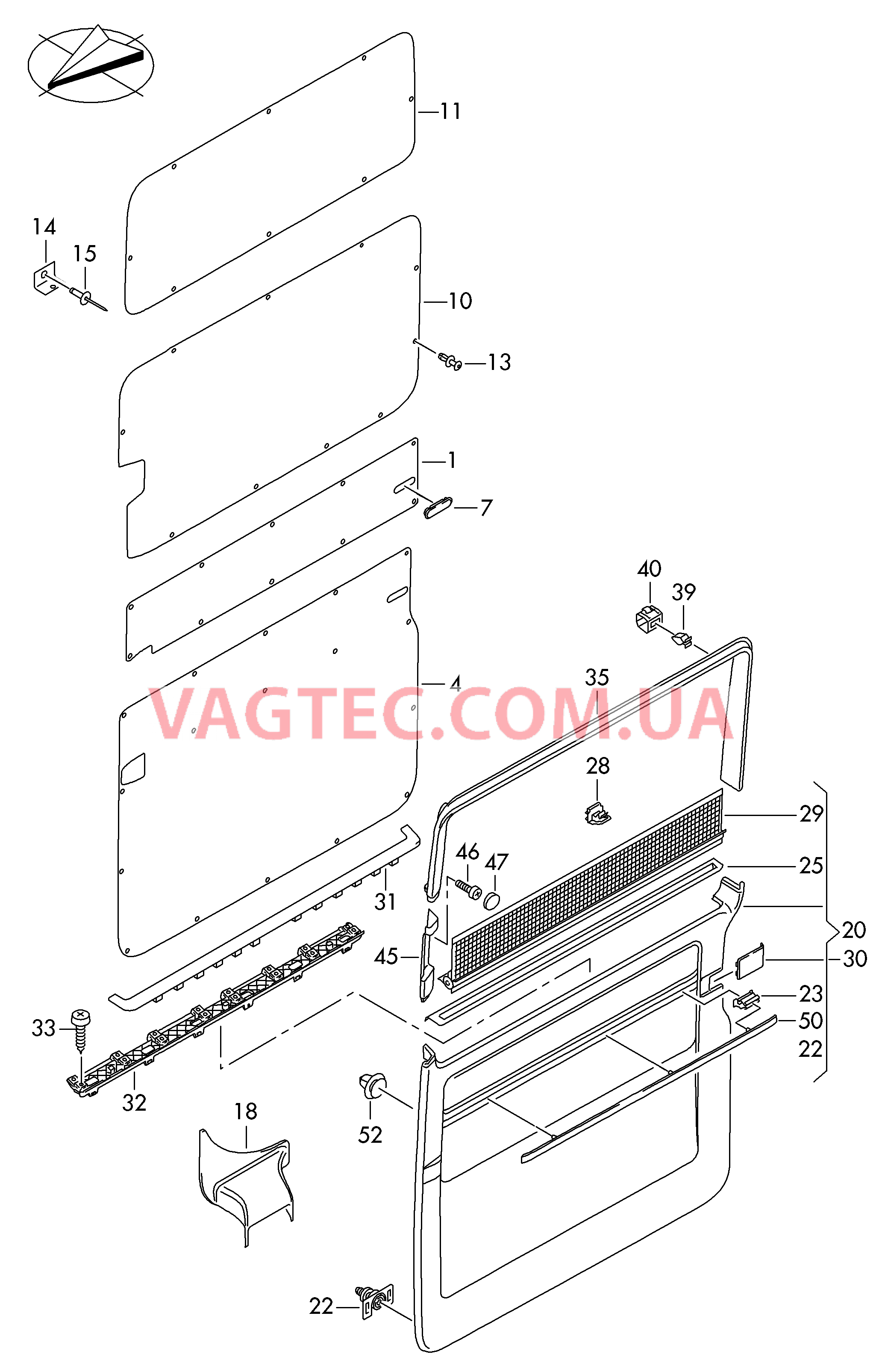 Облицовка сдвижной двери  для VOLKSWAGEN Transporter 2004-1