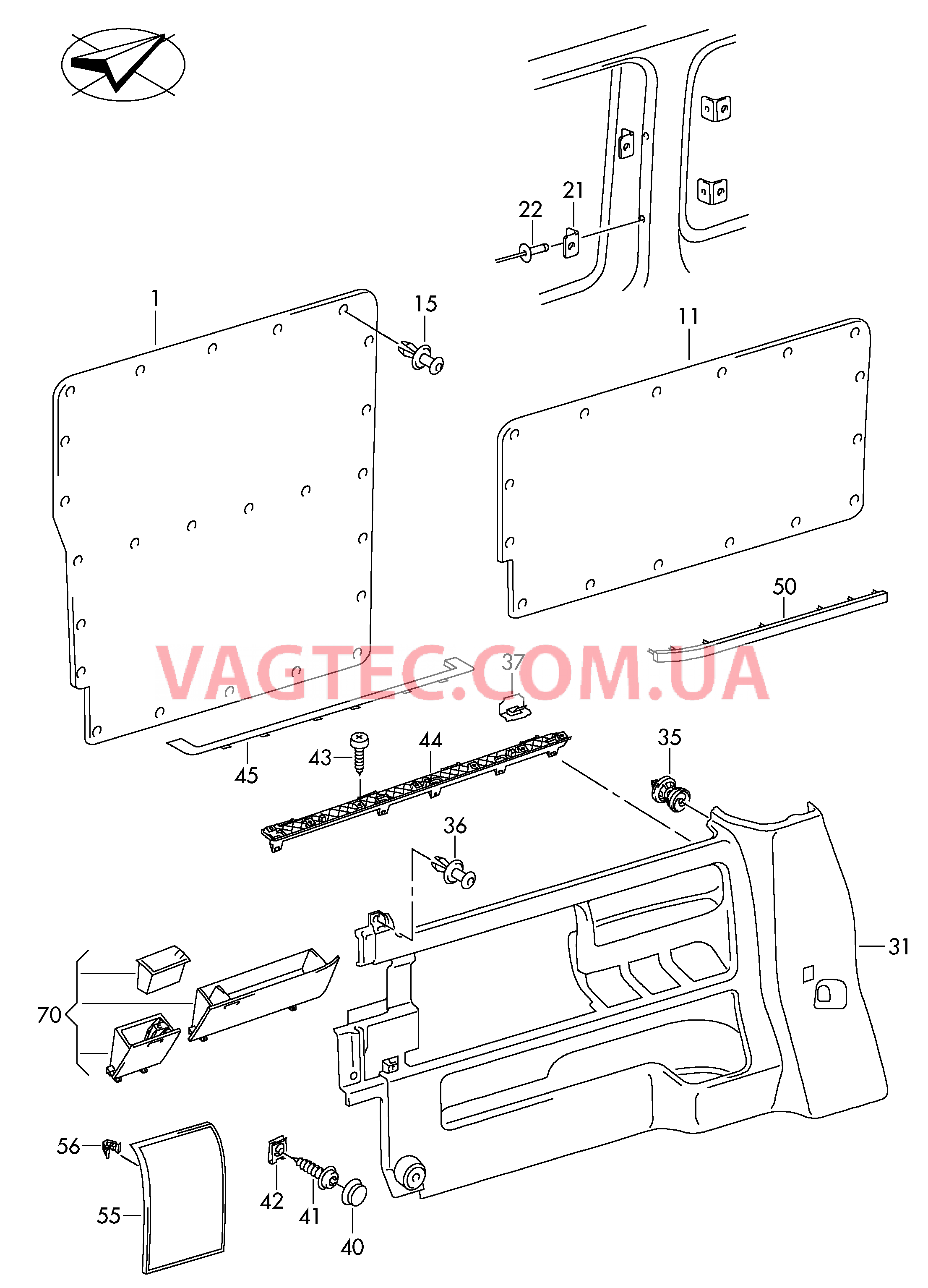 Облицовка боковой стенки  для VOLKSWAGEN Transporter 2004-1