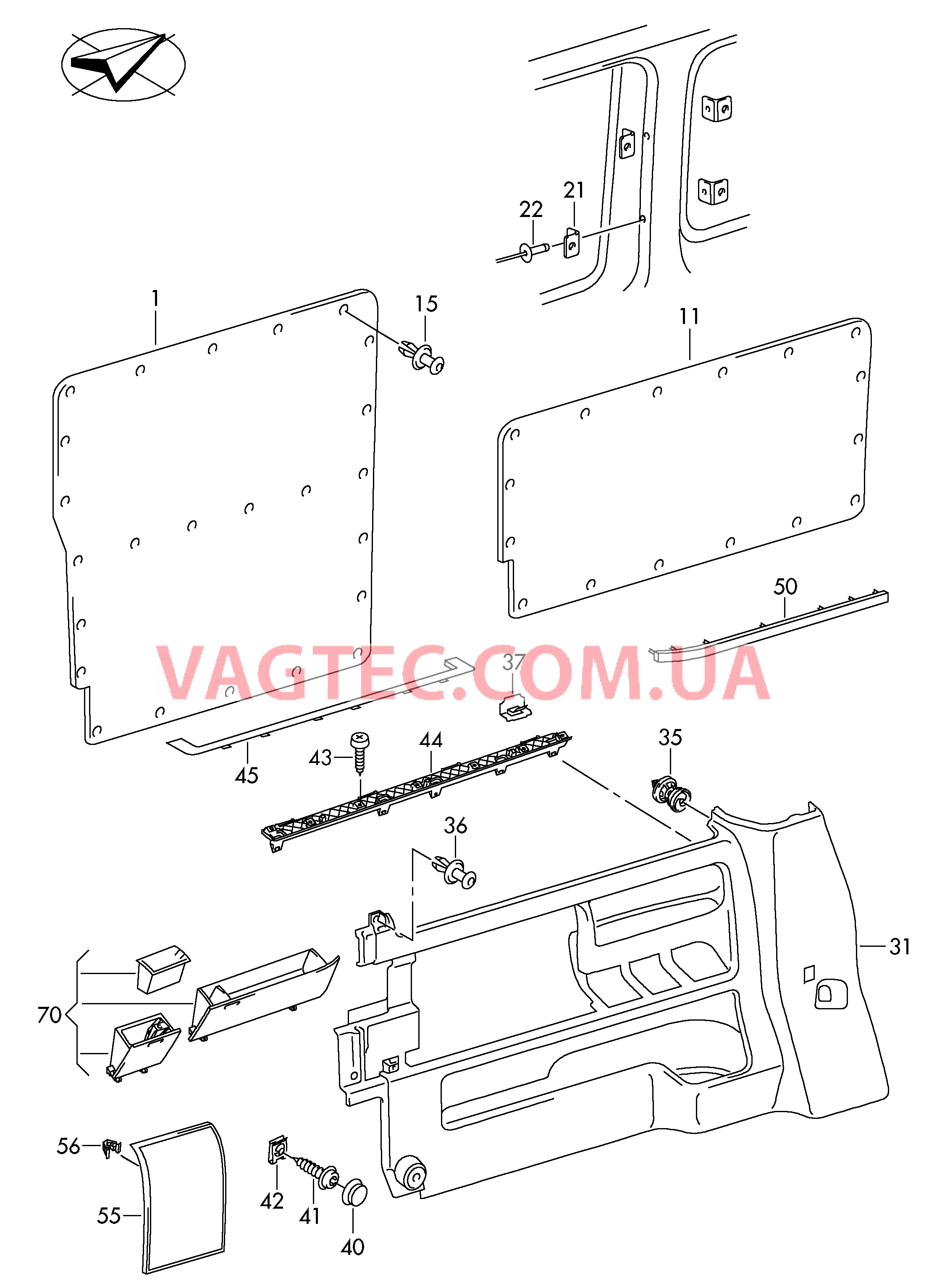 Облицовка боковой стенки  для VOLKSWAGEN Transporter 2011