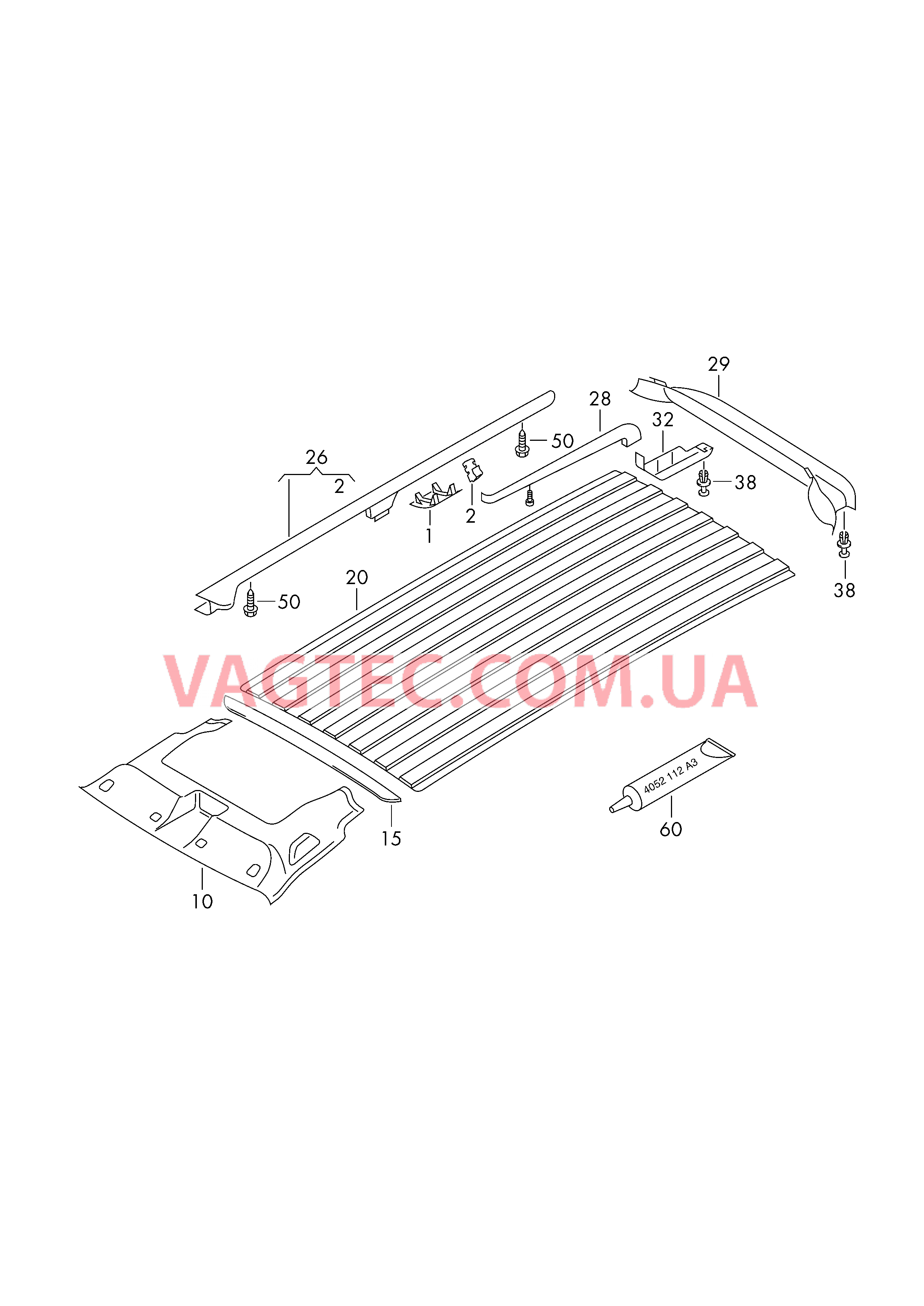 Обивка крыши Облицовка рамы крыши для а/м с подъемной крышей  для VOLKSWAGEN Transporter 2009