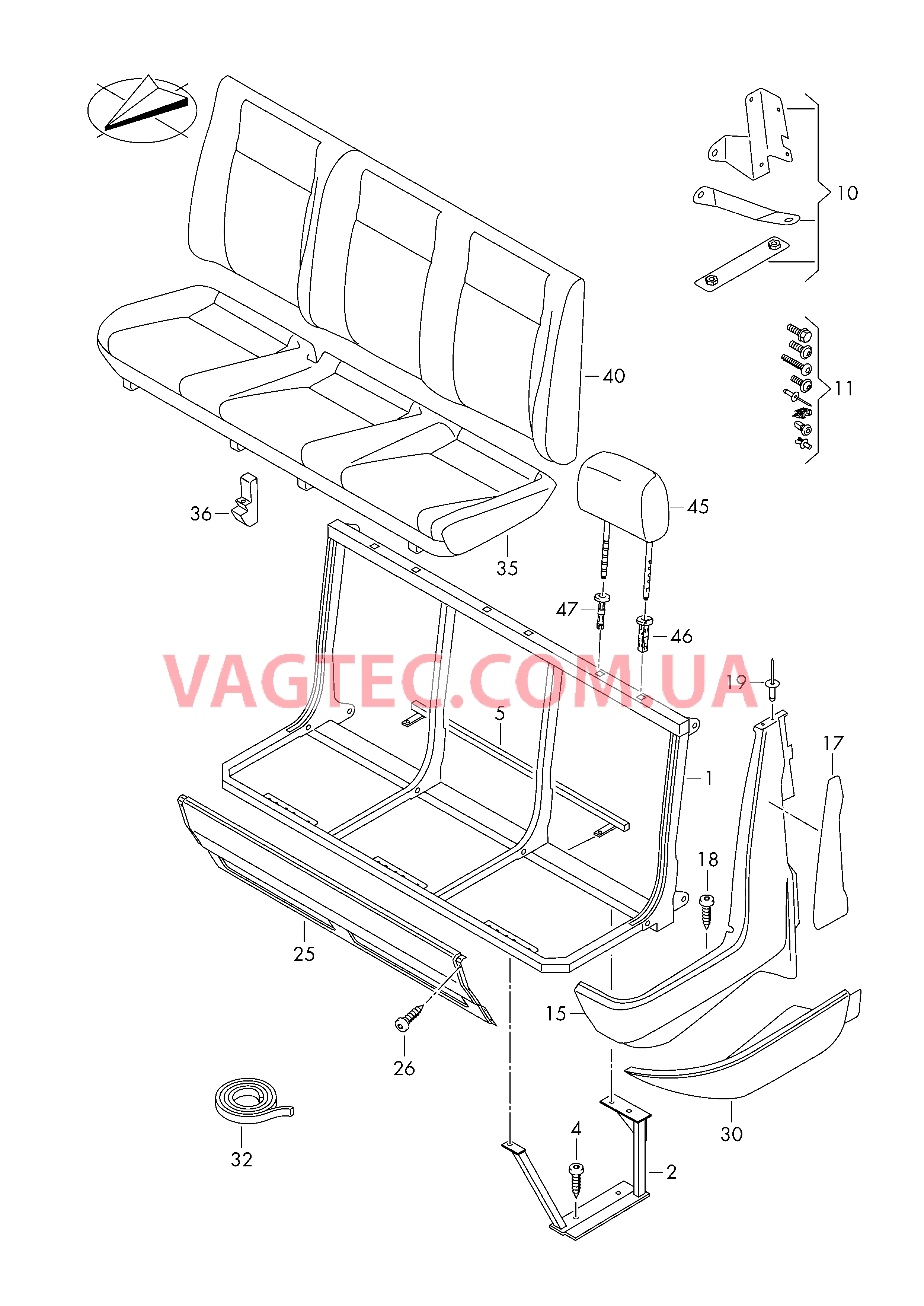 Cиденье многоместное для салона  для VOLKSWAGEN Transporter 2014