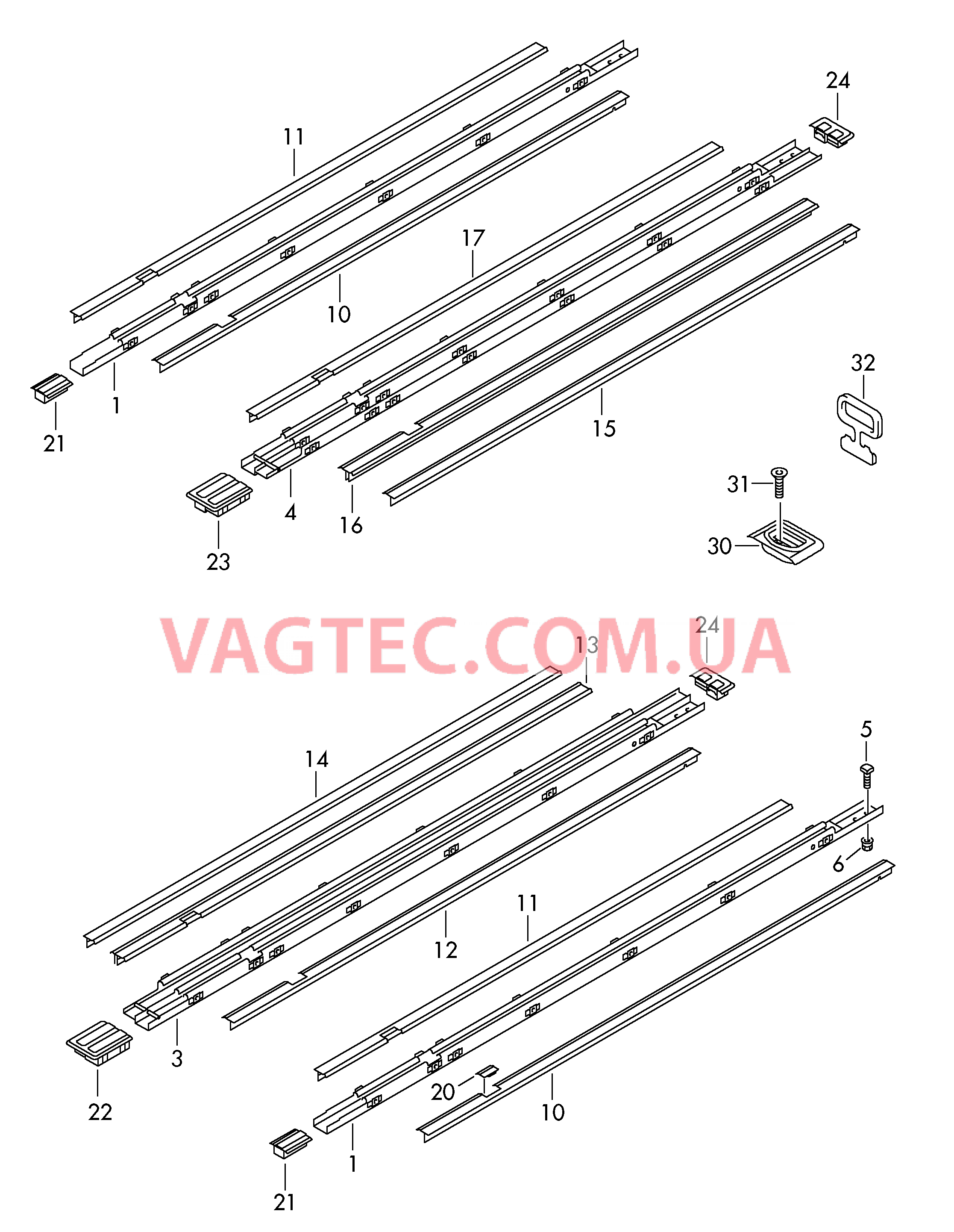 Напрвляющая шина сдвижного сиденья  для а/м с многофункциональным столом D - 04.11.2014>> для VOLKSWAGEN Transporter 2014