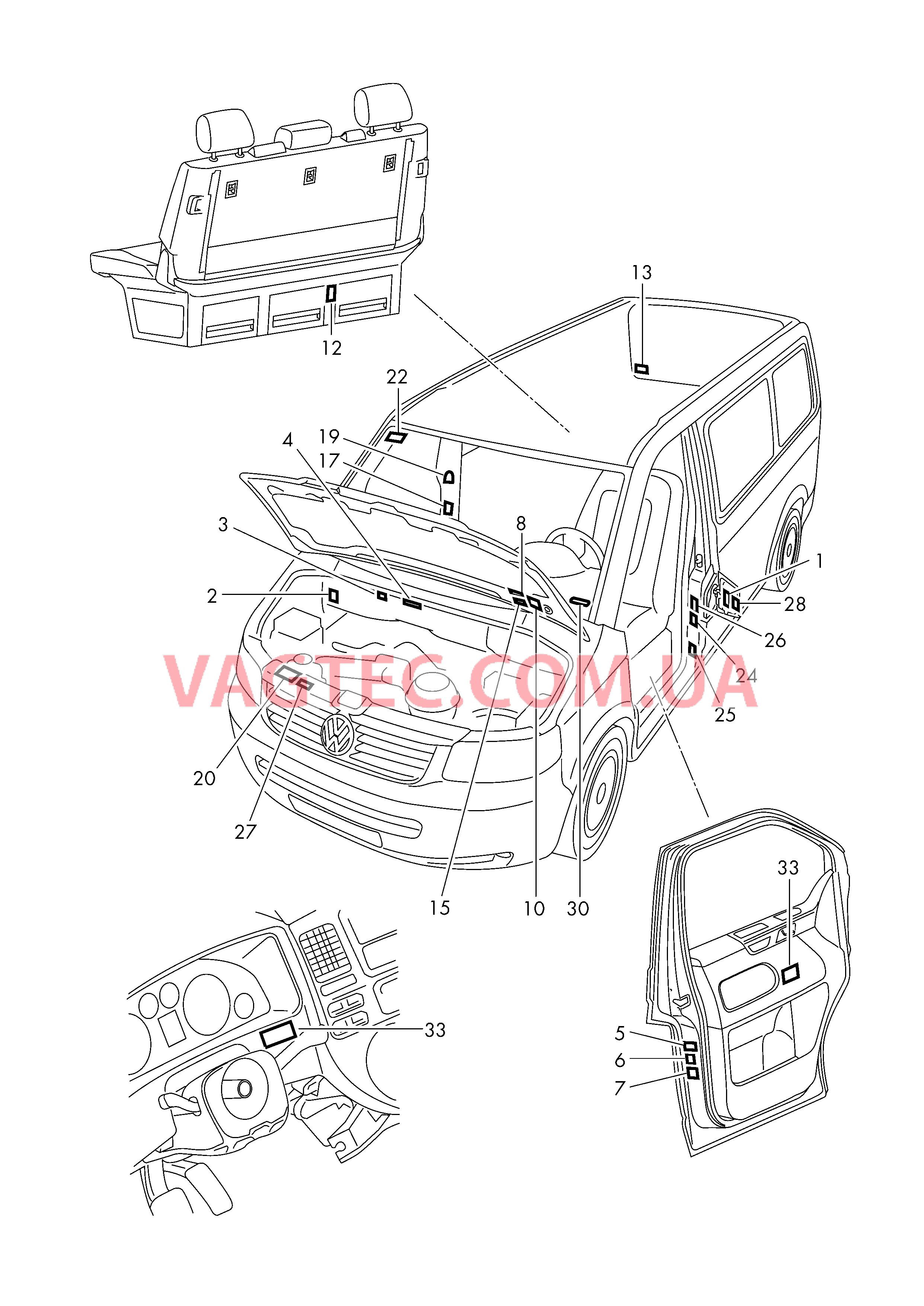 Таблички  для VOLKSWAGEN Transporter 2016