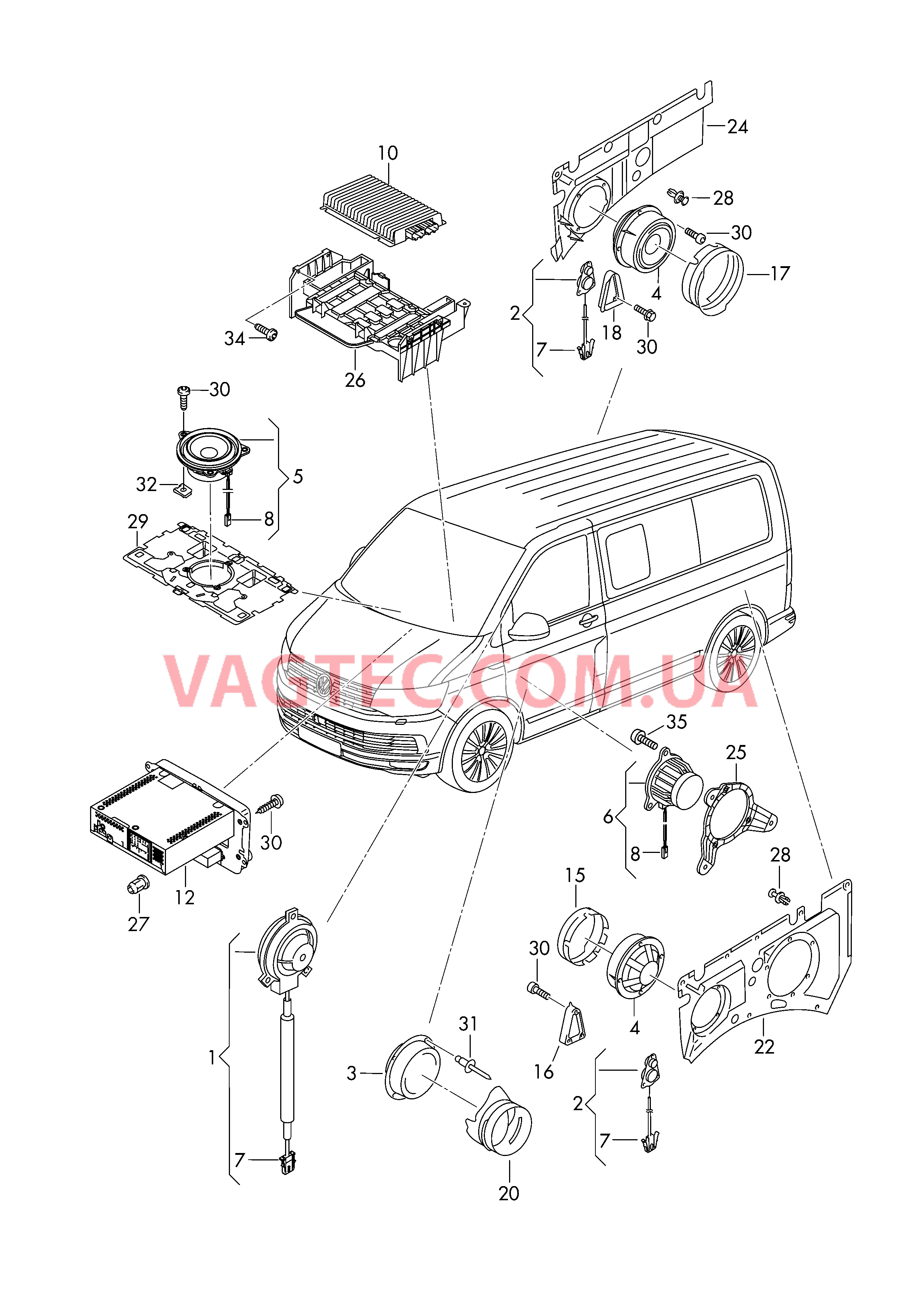 Электрические детали акустической системы  для VOLKSWAGEN Transporter 2018