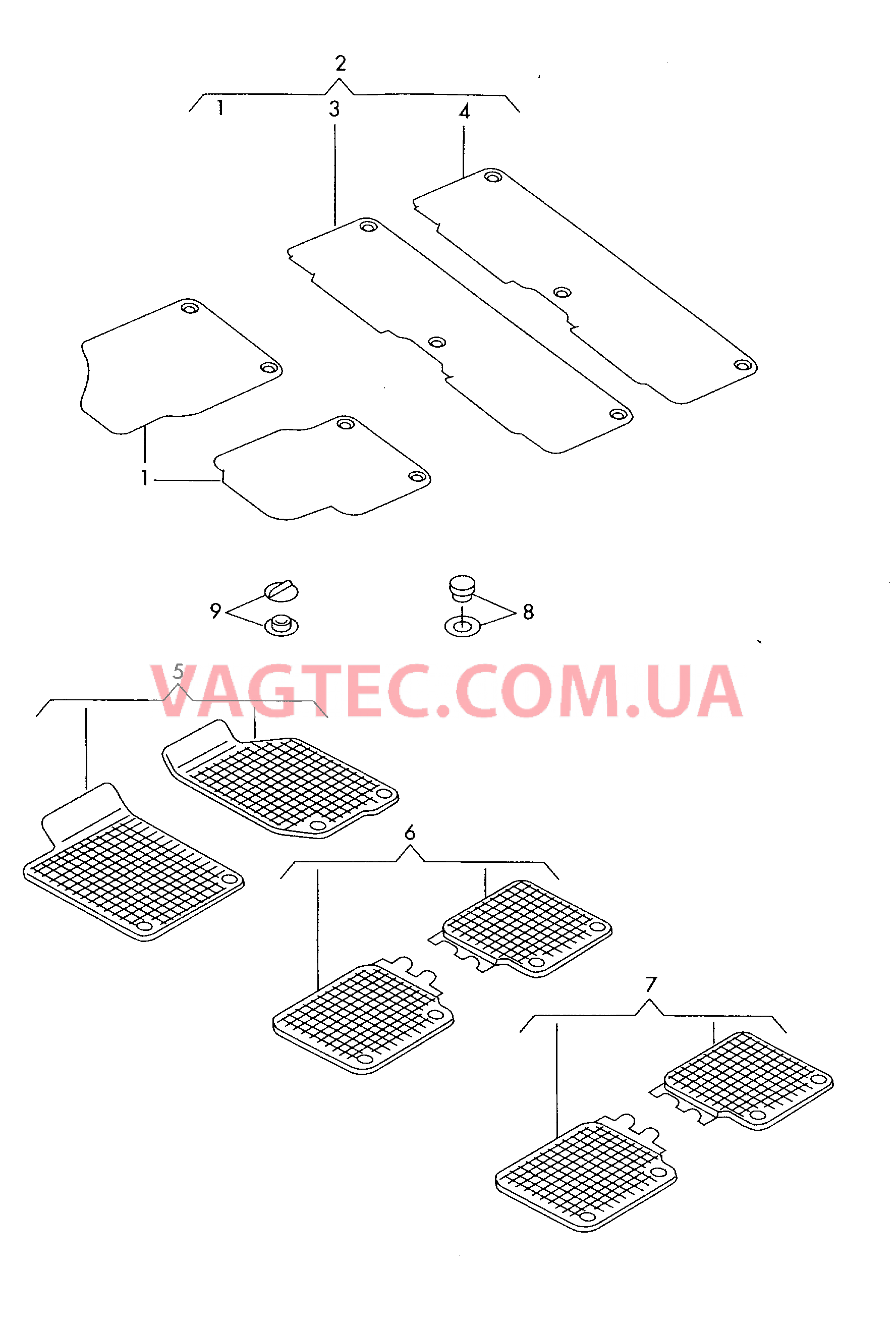 Оригинальные аксессуары 1 комплект ковриков Держатель для коврика   для VOLKSWAGEN Sharan 2009