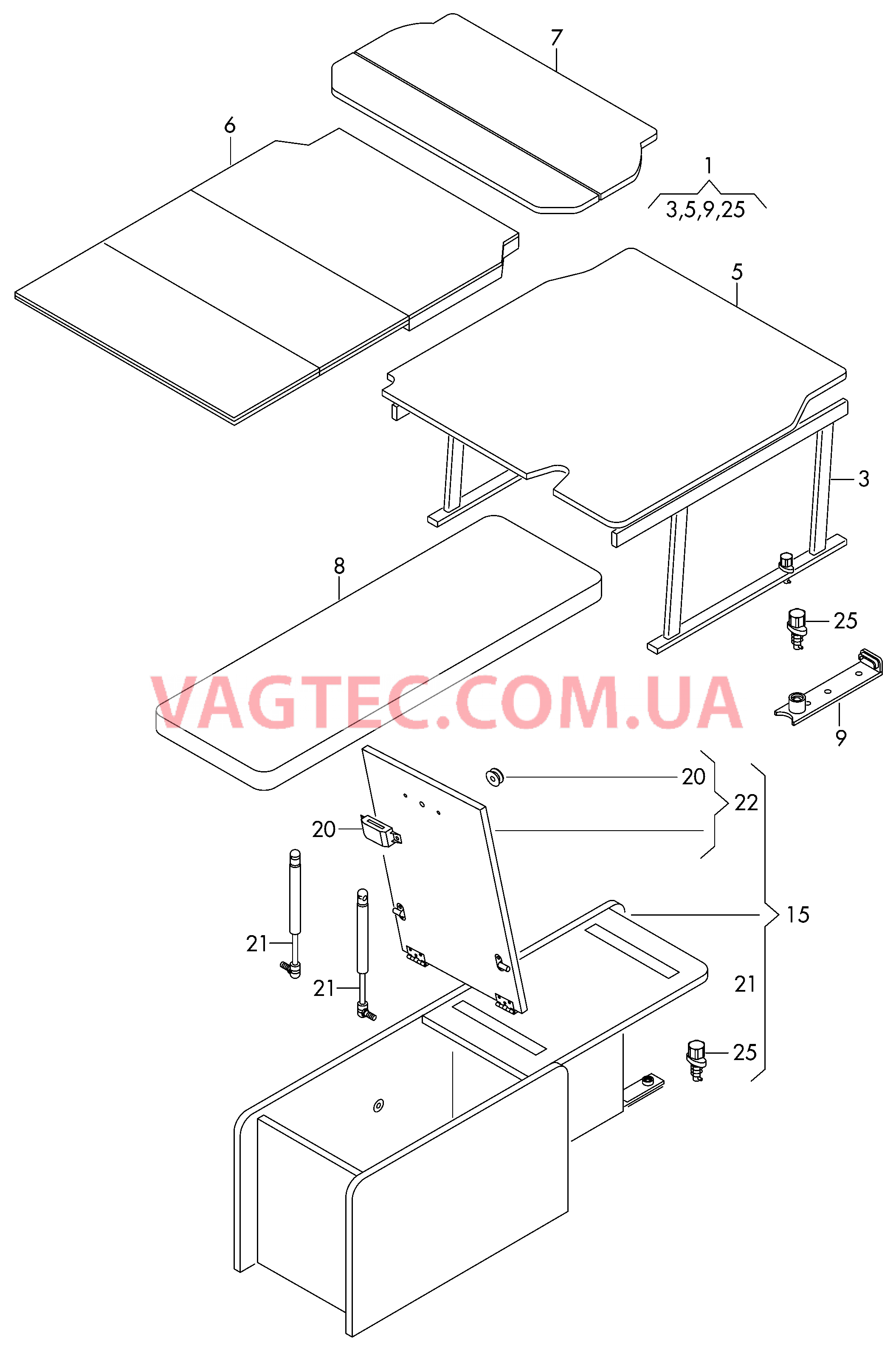 Спальная полка Ёмкость для хранения   D - 07.11.2011>> для VOLKSWAGEN Transporter 2014