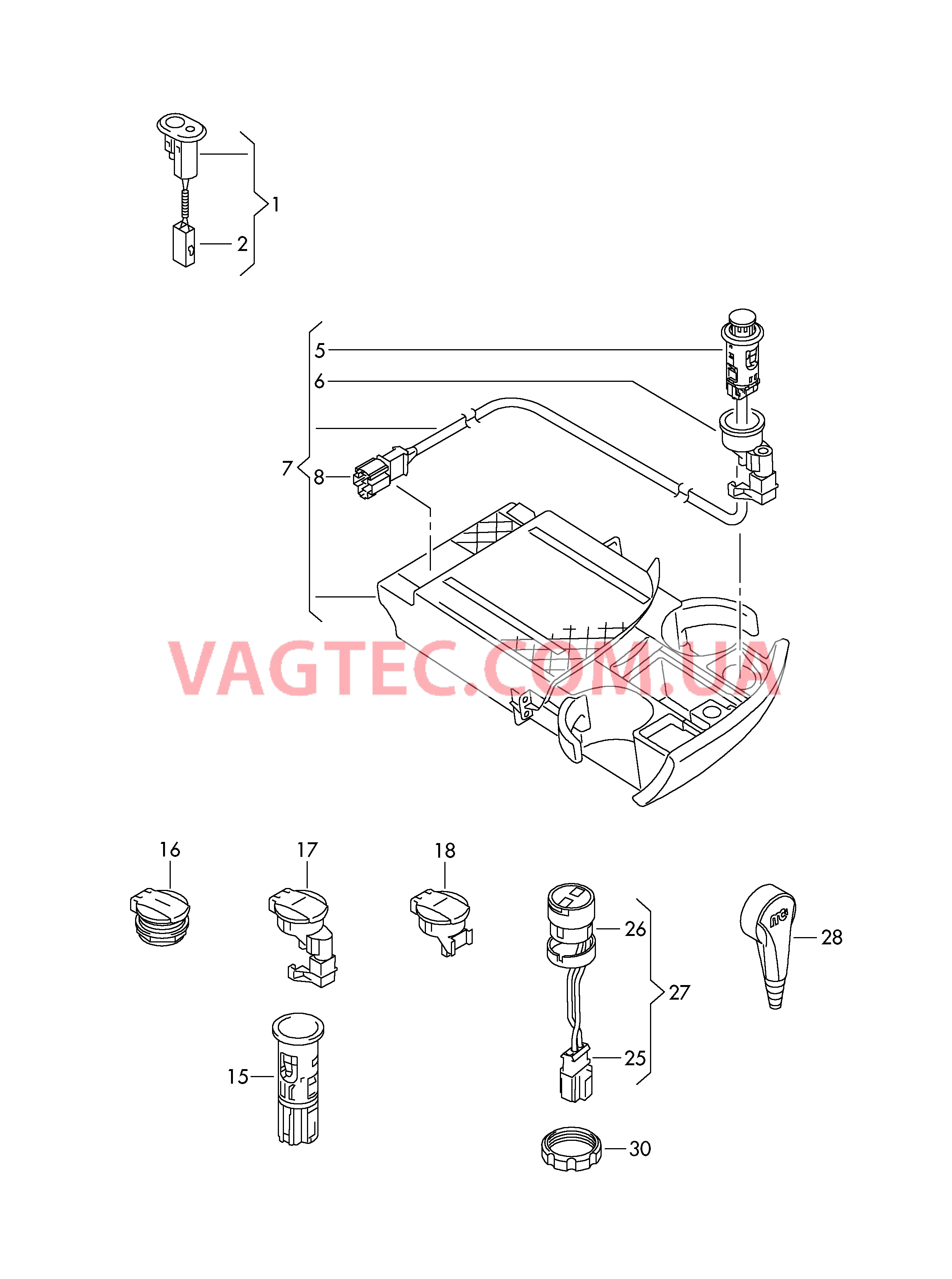 KOнтрольные лампы Прикуриватель Штепсельный разъем  для VOLKSWAGEN Transporter 2010-3