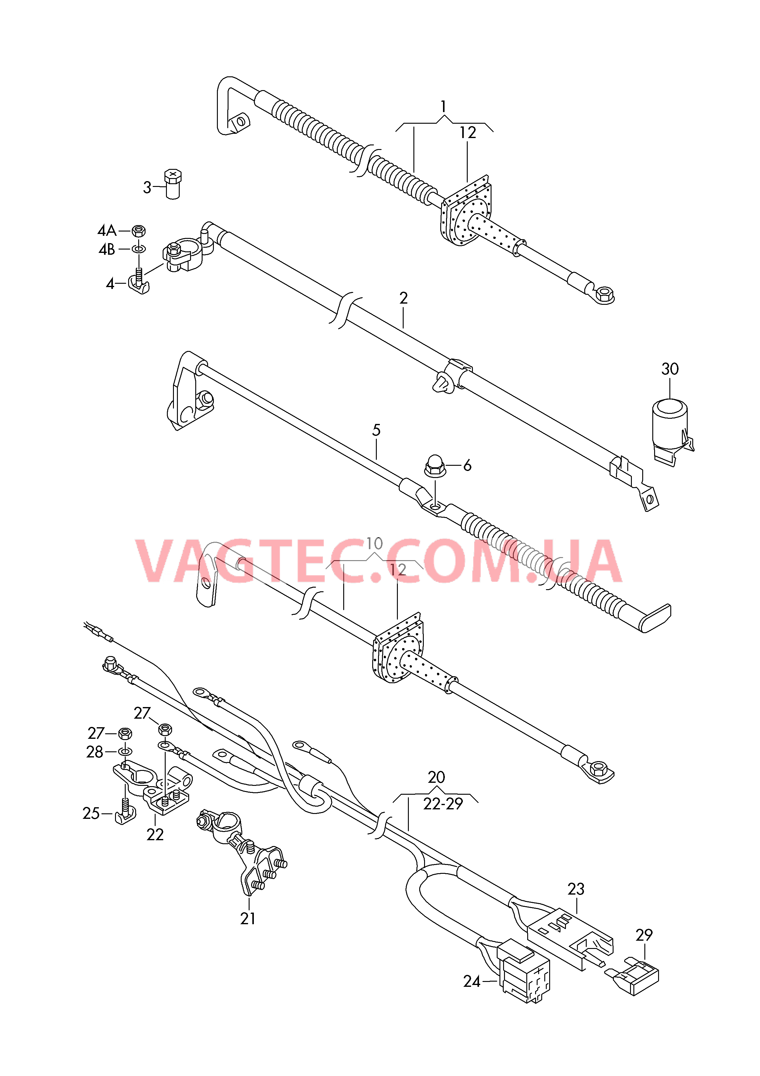 Жгут проводов для АКБ +/- Жгут проводов для 2-й АКБ  для VOLKSWAGEN Transporter 2015-1