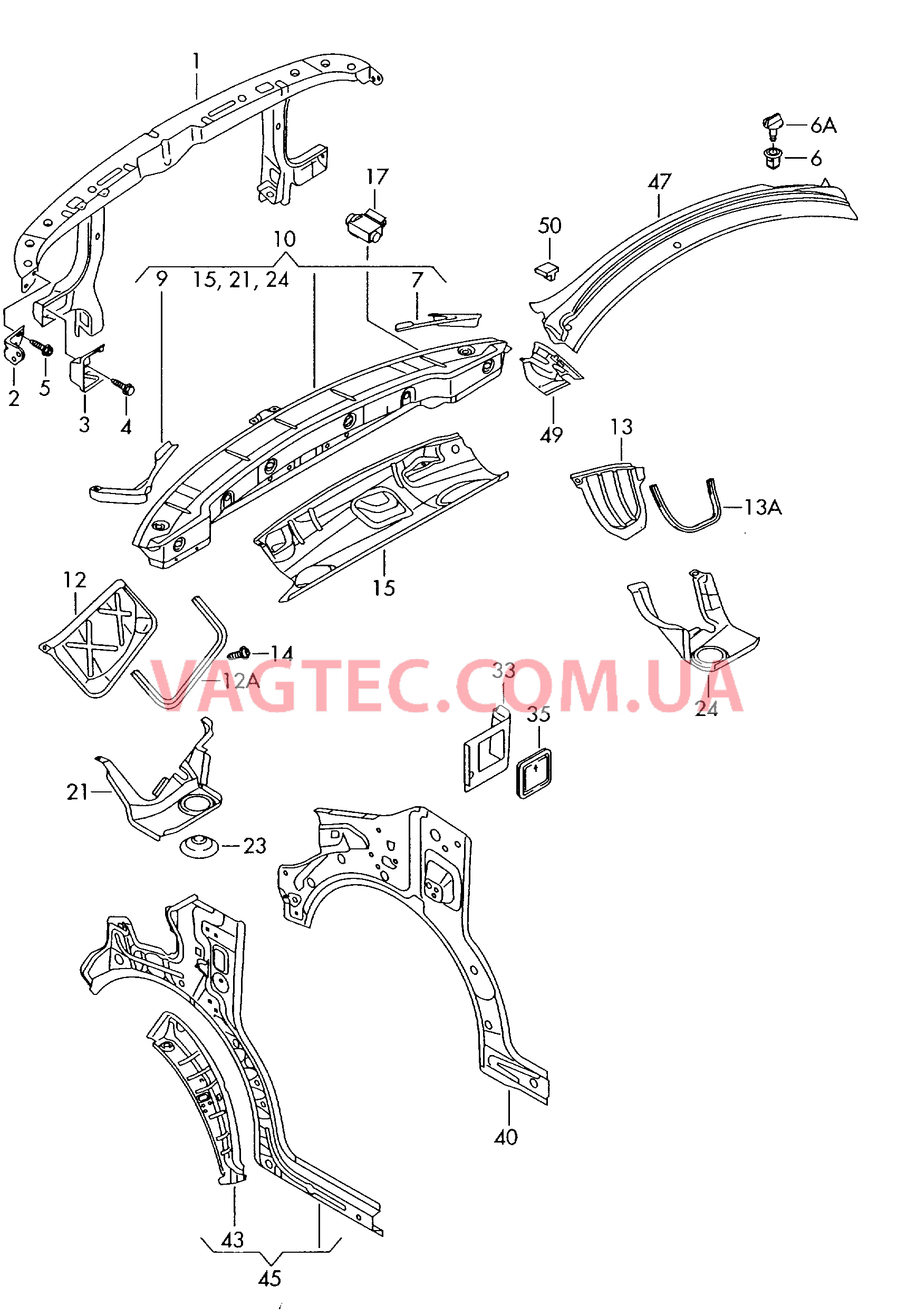 Передняя часть кузова  для VOLKSWAGEN Transporter 2003-2