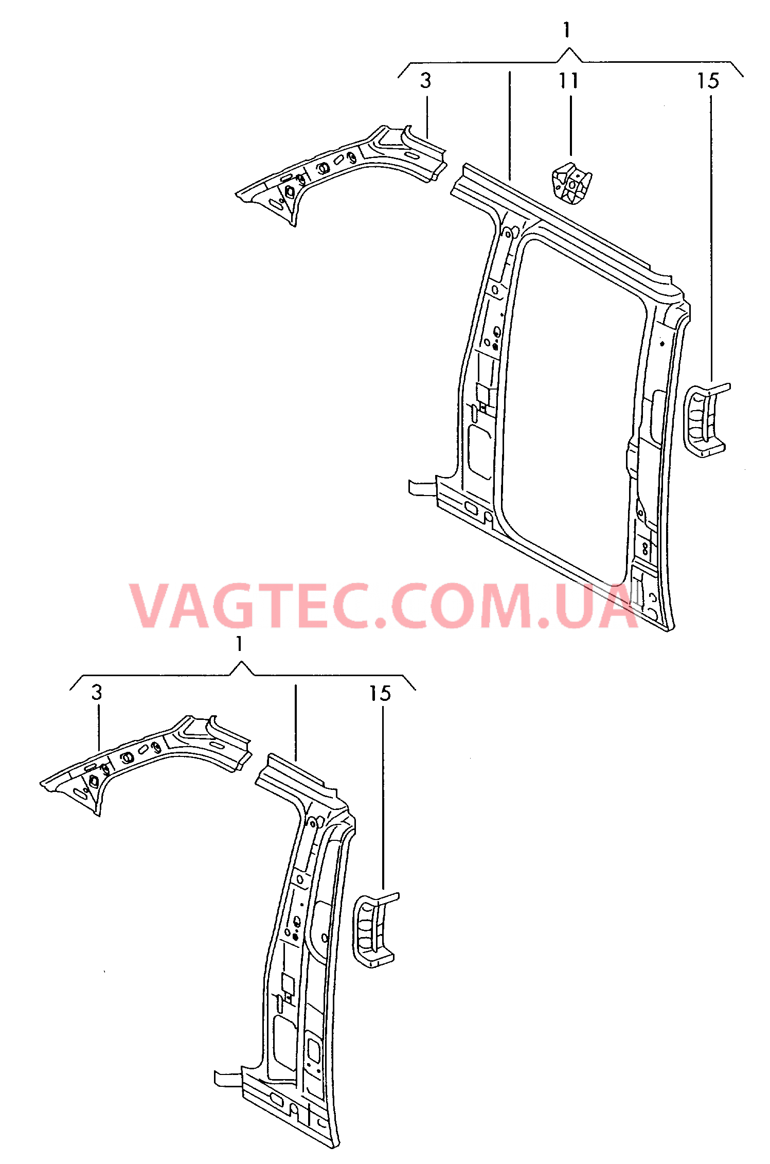 Боковина, внутренняя  для VOLKSWAGEN Transporter 2003-2