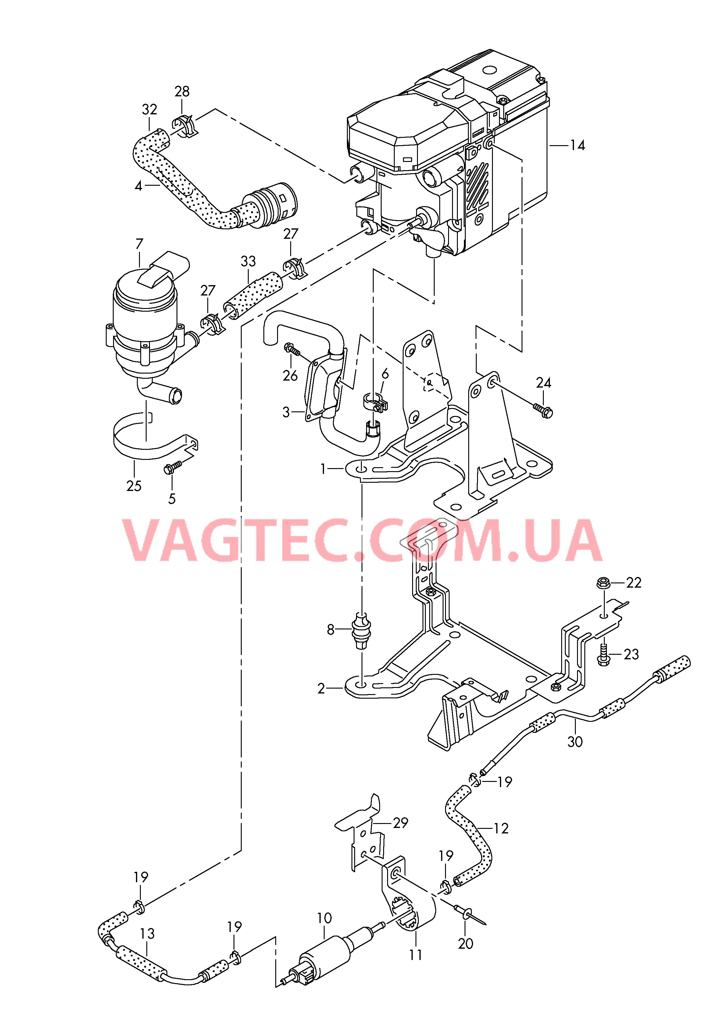 Доп.отопитель для контура ОЖ  Автономный подогреватель для контура циркуляции ОЖ  Кронштейн Cистема выпуска ОГ Дополнительный насос ОЖ  для VOLKSWAGEN Transporter 2015-1