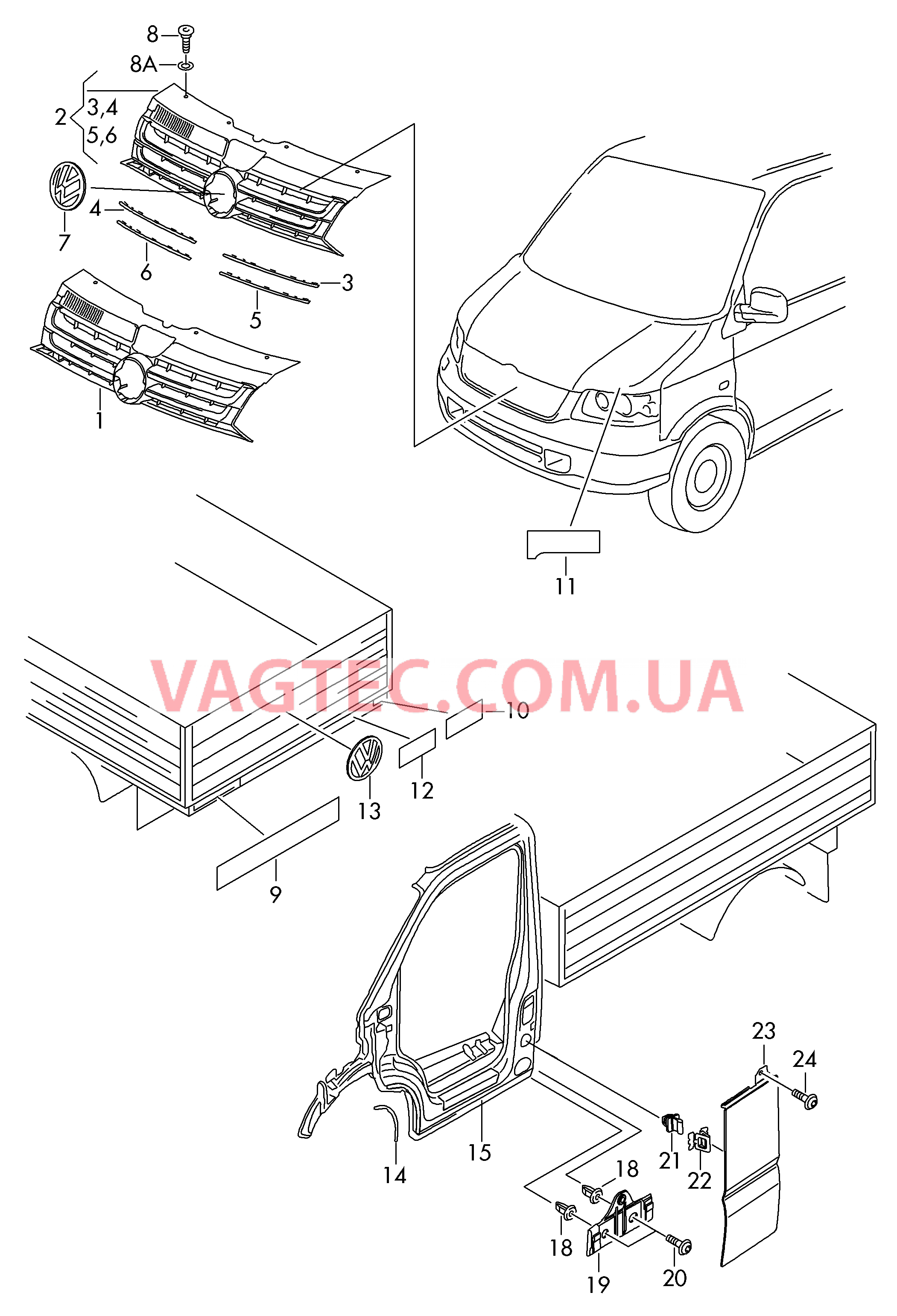 Решётка радиатора Надписи Защитные пленки Накладка порога Накладка для стойки В  для VOLKSWAGEN Transporter 2014-1
