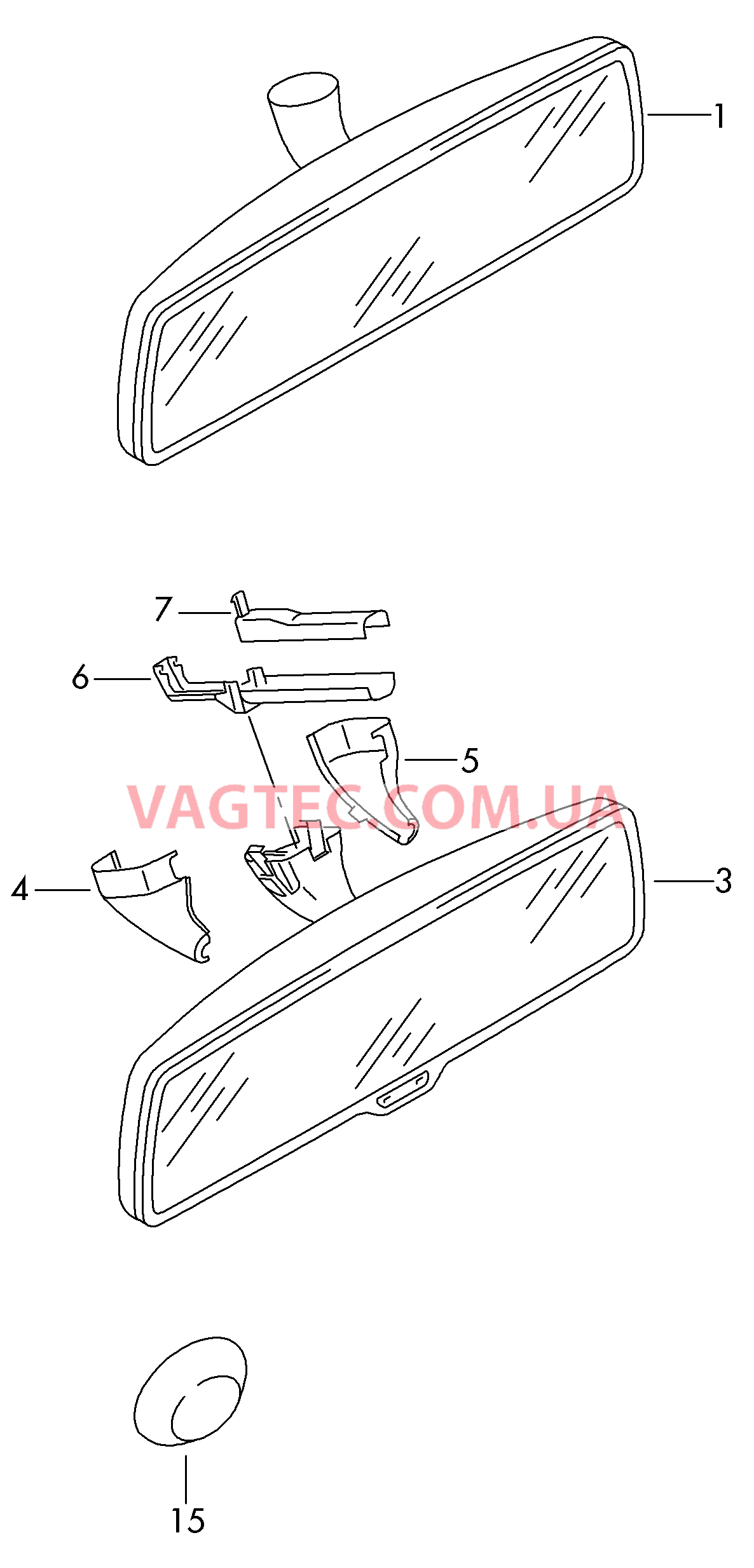 Внутреннее зеркало задн. вида  для VOLKSWAGEN Caddy 2011-1