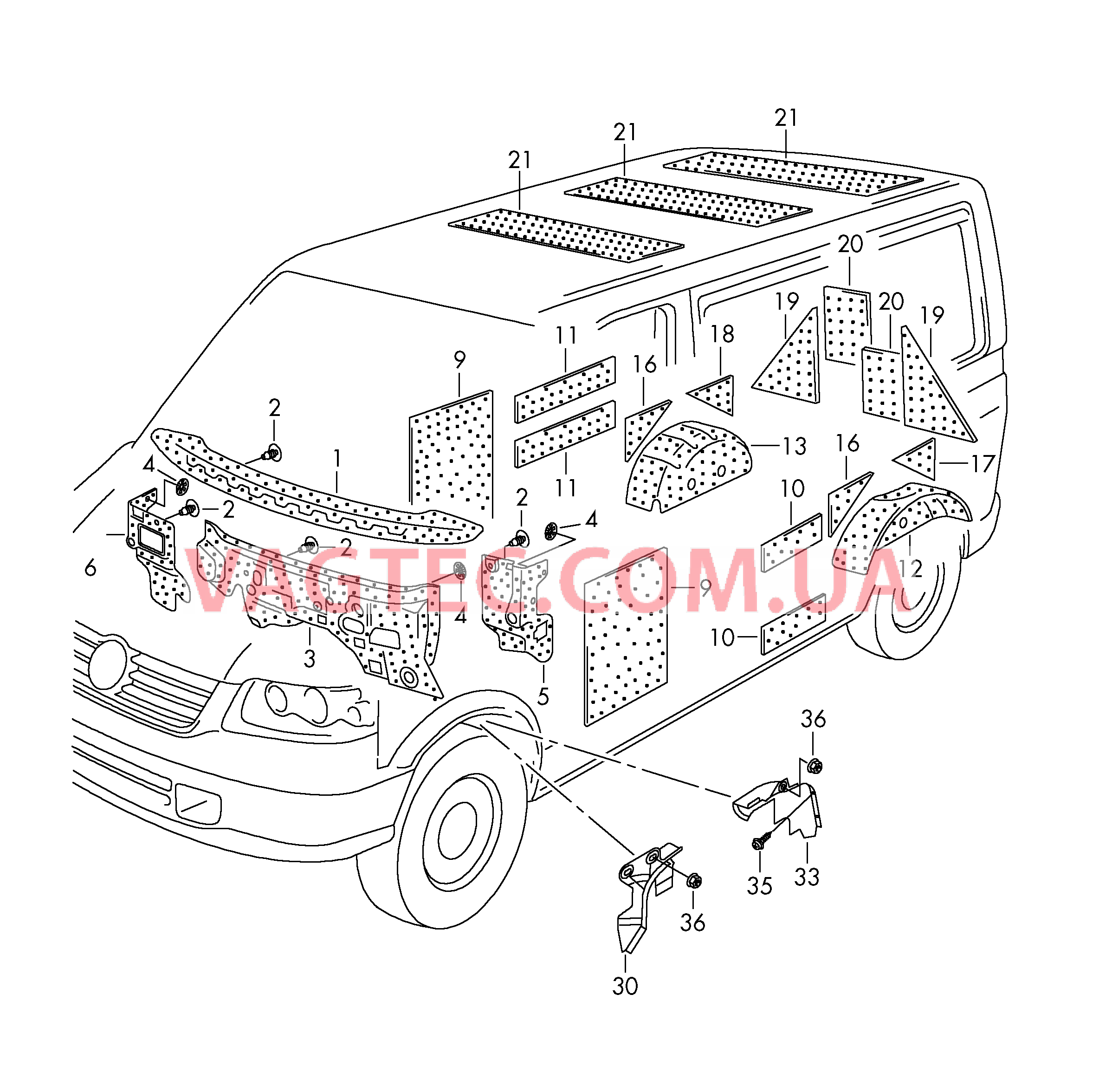 Изоляции  для VOLKSWAGEN Transporter 2008-1