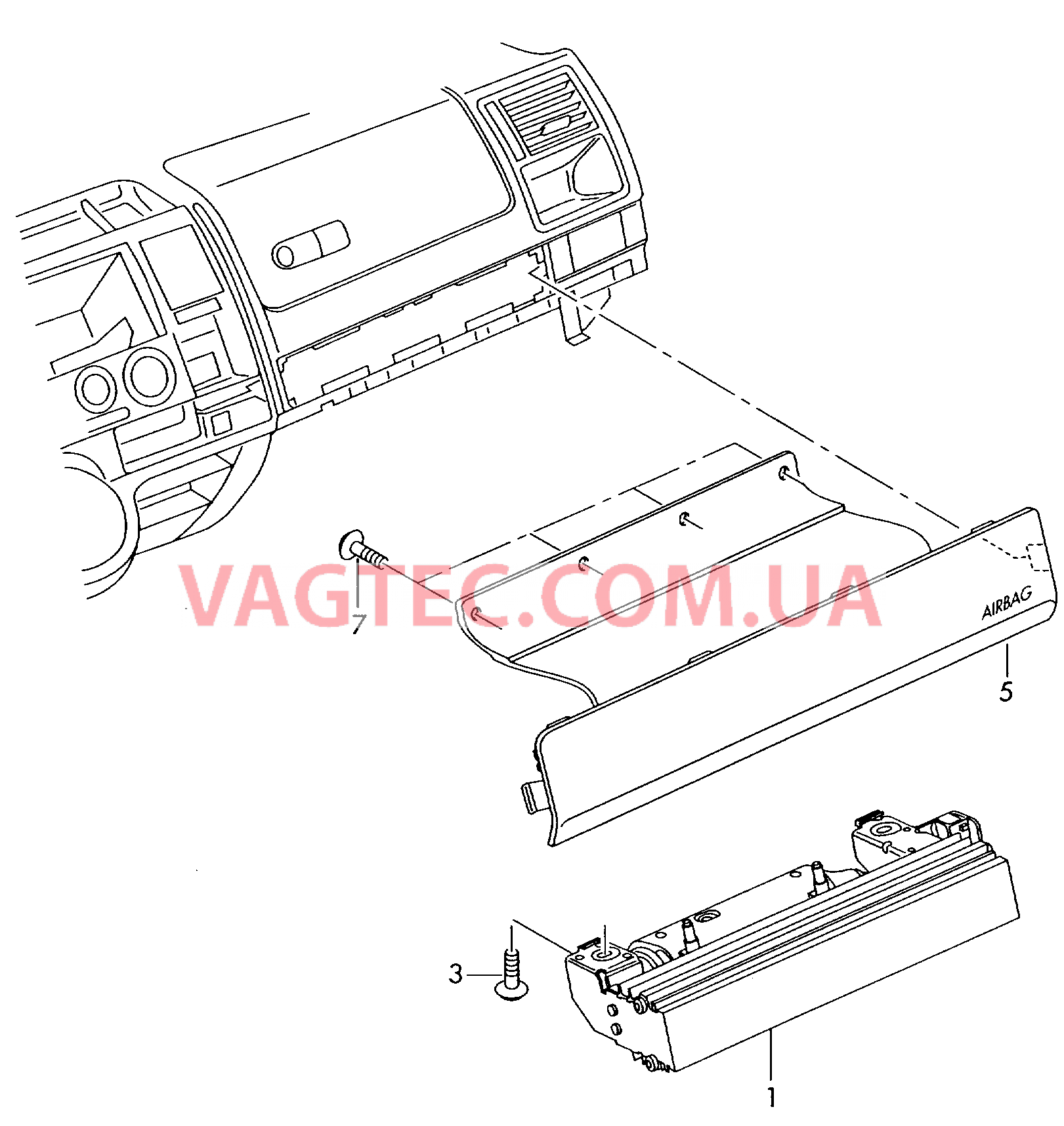 Модуль подушки безопасности (сторона переднего пассажира)  для VOLKSWAGEN Transporter 2006