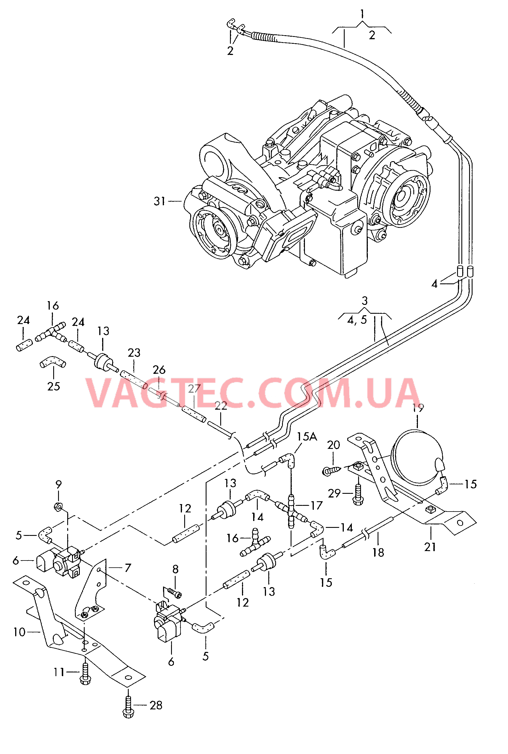 Вакуумные шланги для а/м с блокировкой дифференциала  для VOLKSWAGEN Transporter 2003-1