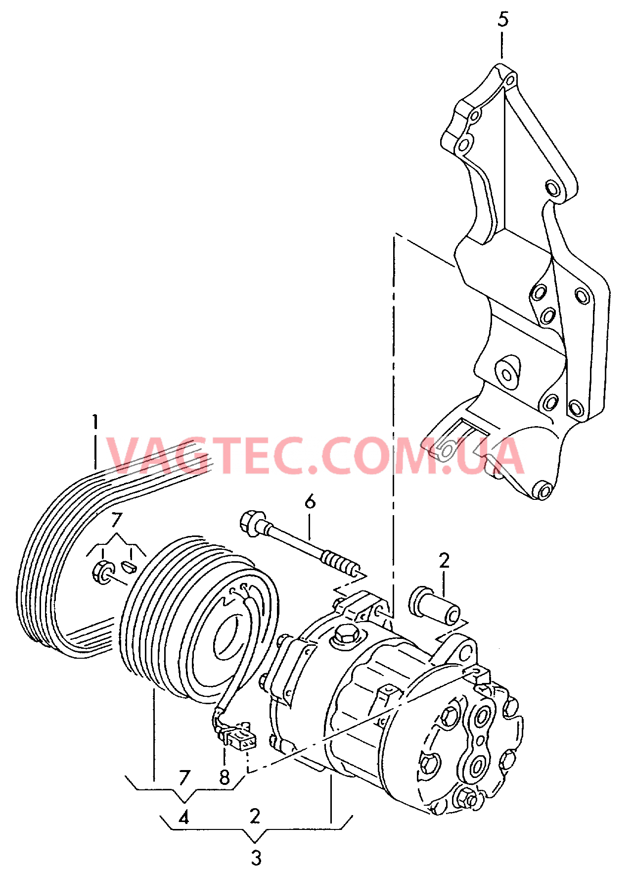Компрессор климатической уст. Электромагнитная муфта Кронштейн генератора и компрессора кондиционера  для VOLKSWAGEN Transporter 2003-1