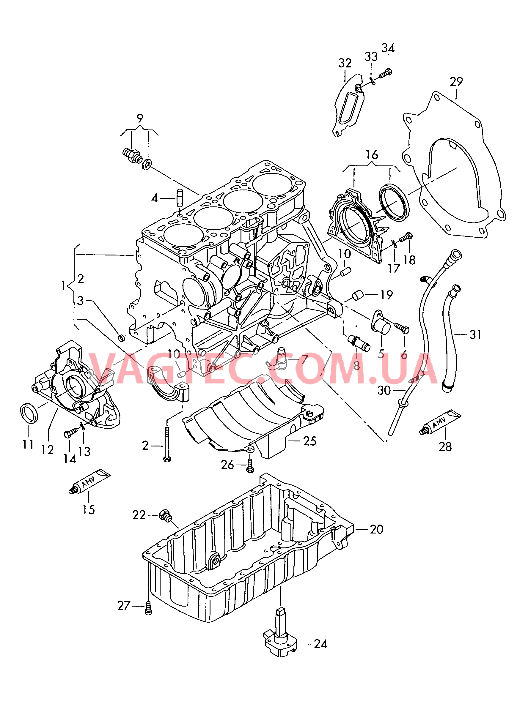 Блок цилиндров Масляный поддон  для VOLKSWAGEN Transporter 2003-2
