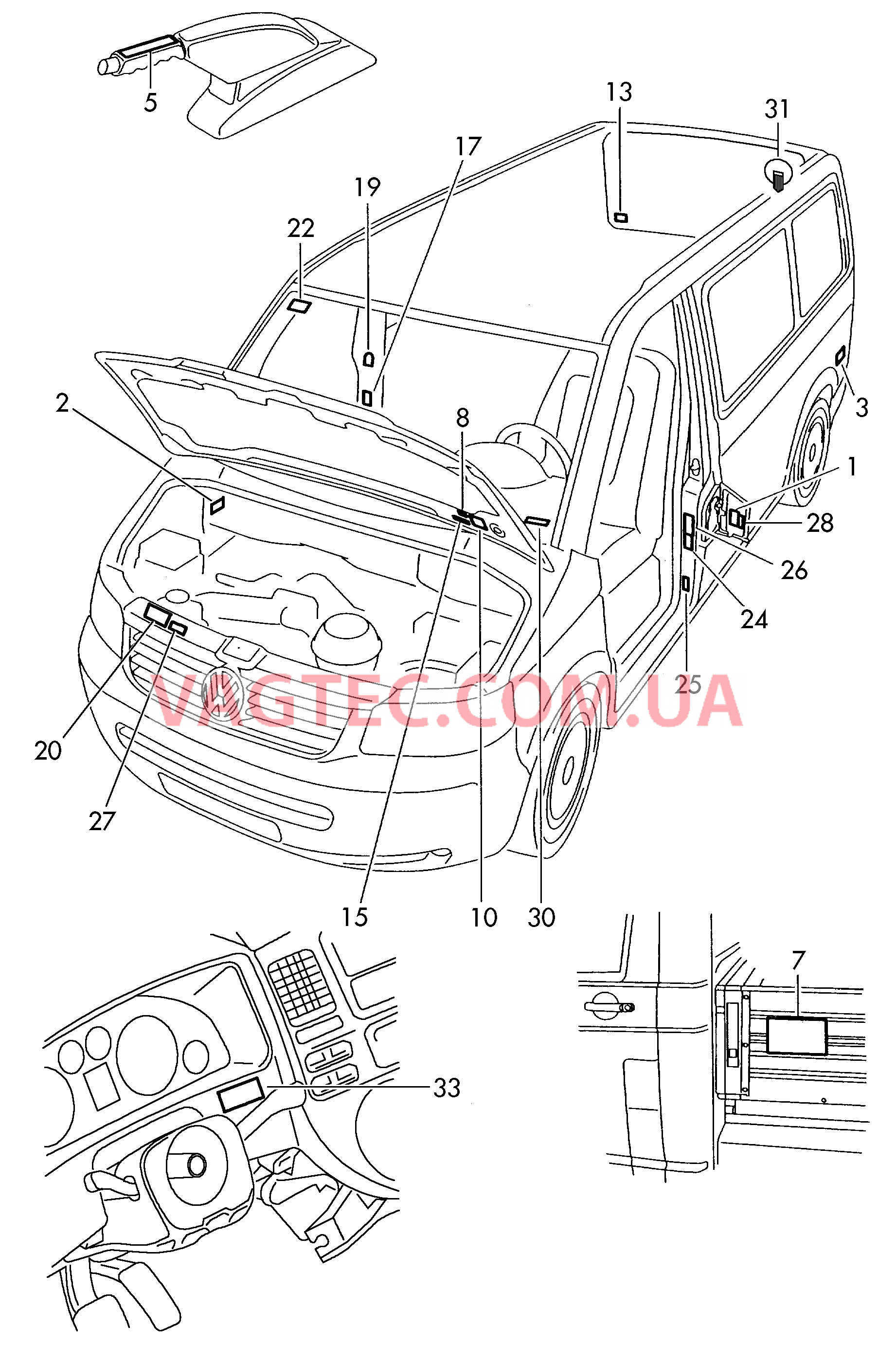 Таблички  для VOLKSWAGEN Transporter 2010-3