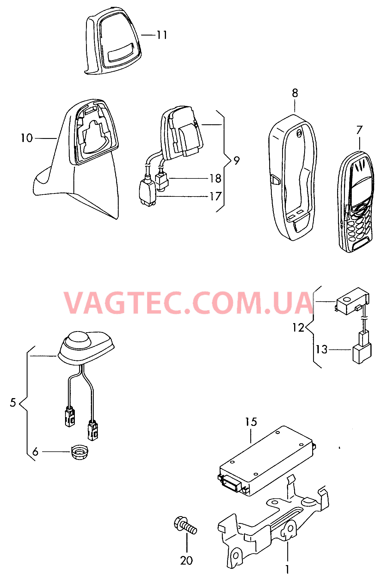 Электрические детали для стационарной установки моб.телеф.  для VOLKSWAGEN Transporter 2004-1