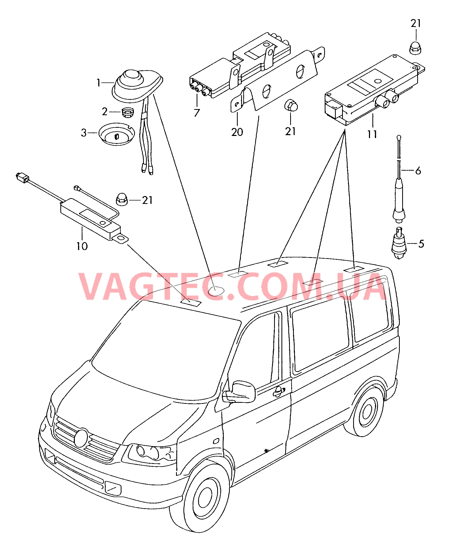 Антенна для крыши Усилитель антенны  для VOLKSWAGEN Transporter 2010-1