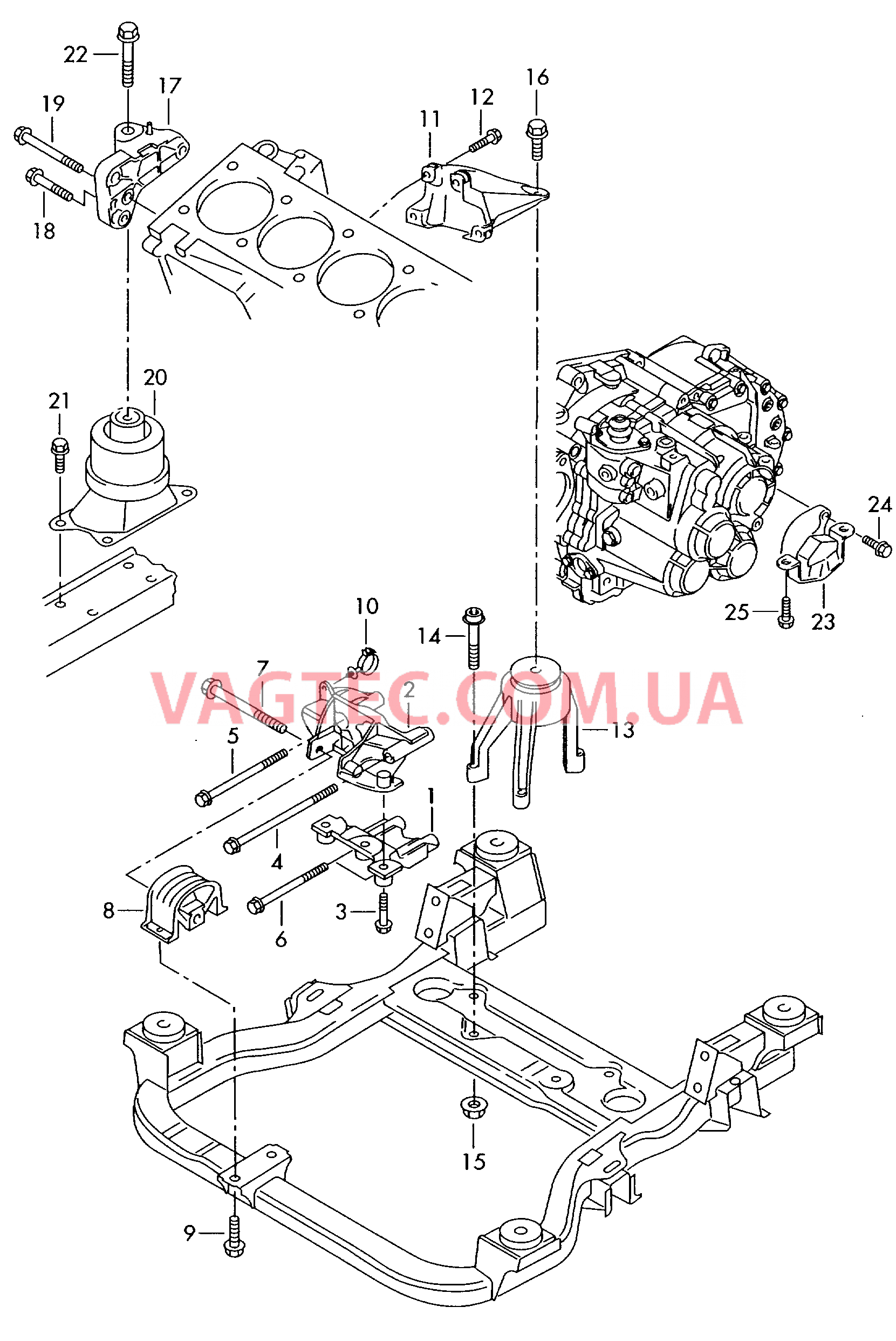 Детали крепления для двигателя и КП  для VOLKSWAGEN Transporter 2007-1