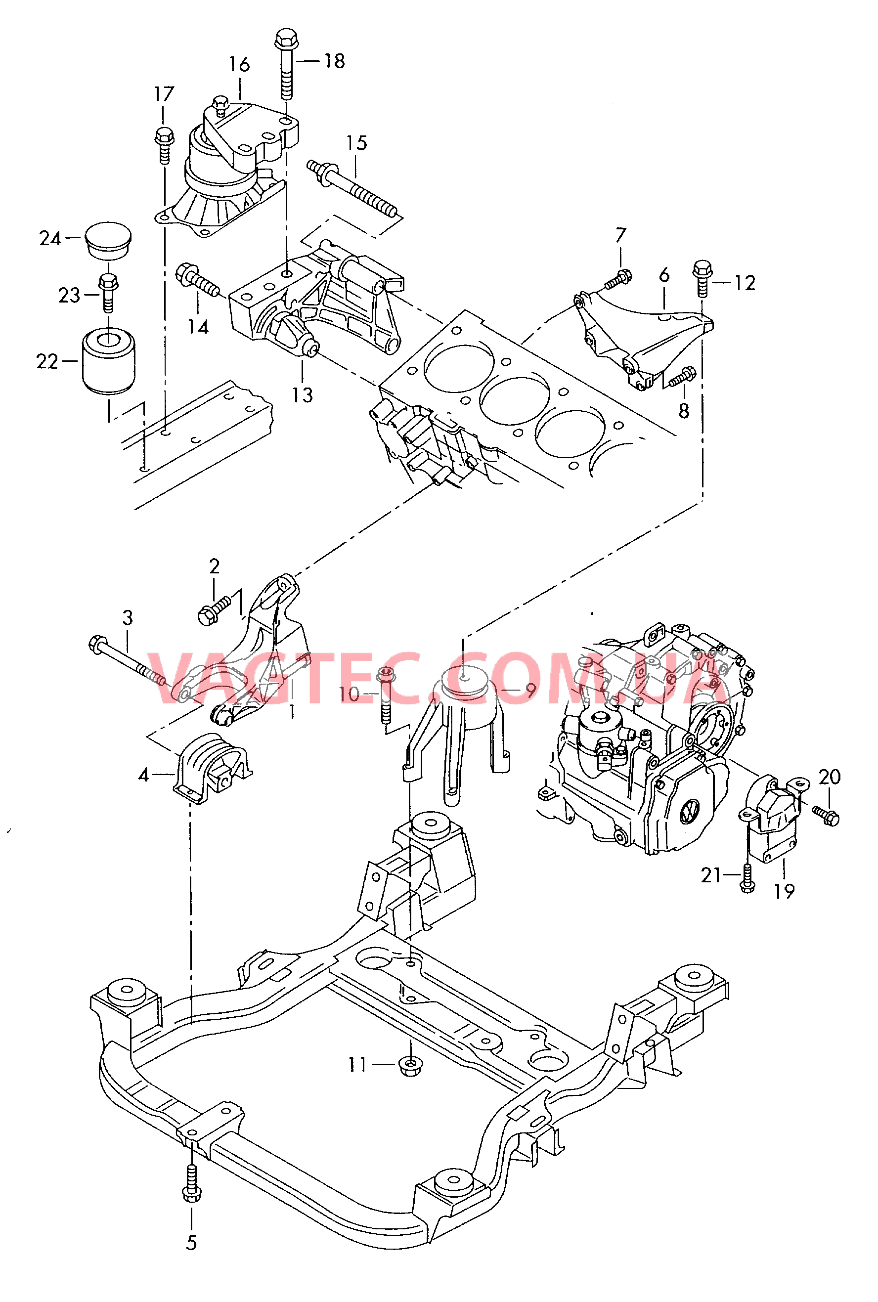 Детали крепления для двигателя и КП  для VOLKSWAGEN Transporter 2006-1