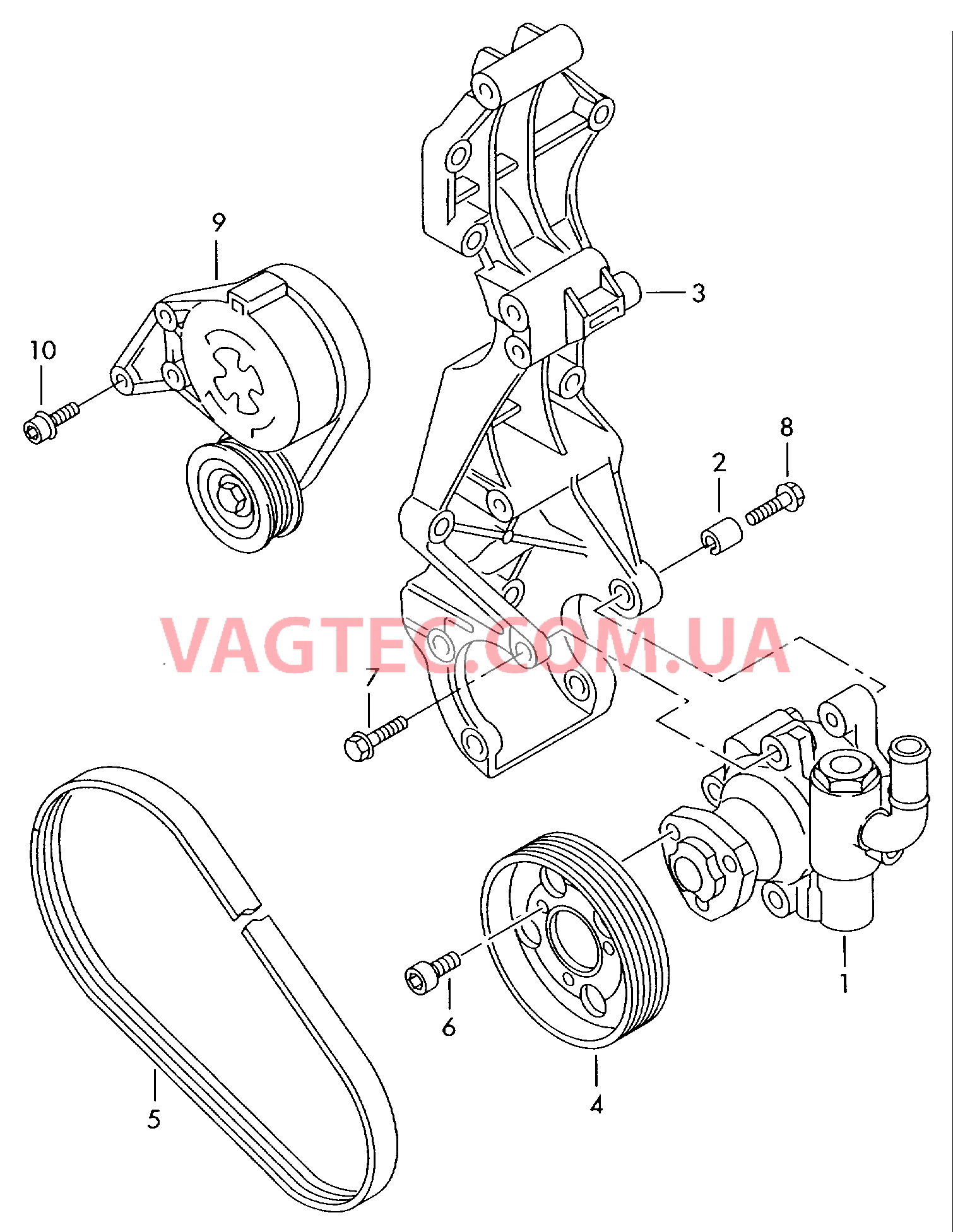 Крыльчатый насос для ГУРа  для VOLKSWAGEN Transporter 2005