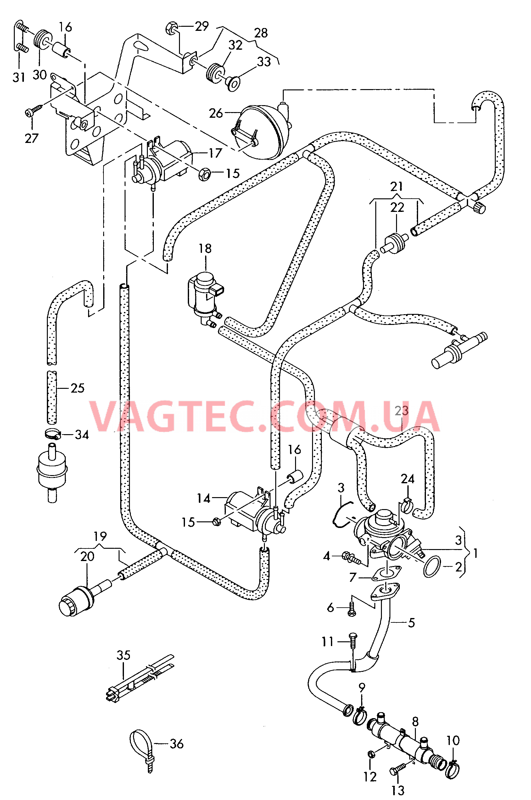 Рециркуляция ОГ Вакуумная система  для VOLKSWAGEN Transporter 2003-2
