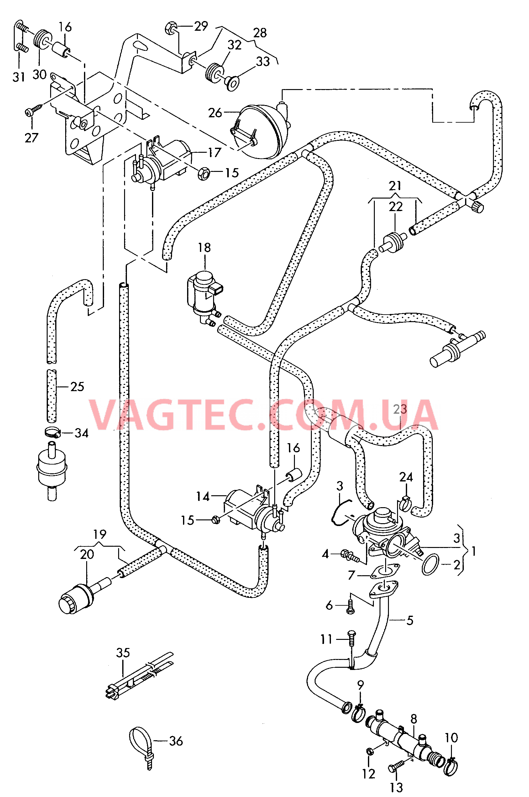 Рециркуляция ОГ Вакуумная система  для VOLKSWAGEN Transporter 2009-1