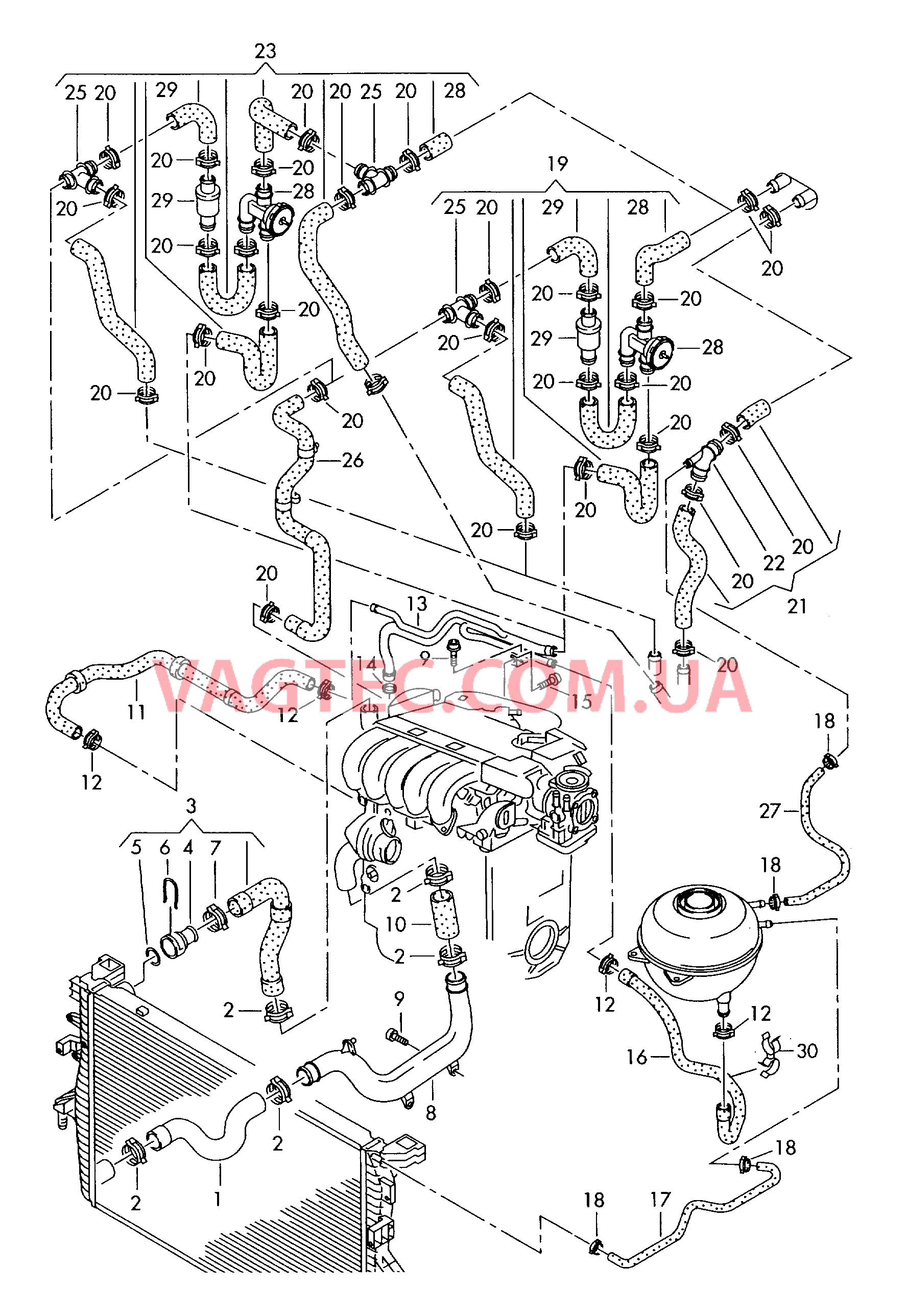 Шланги ОЖ и трубки Автономный подогреватель для контура циркуляции ОЖ  для VOLKSWAGEN Transporter 2003-1